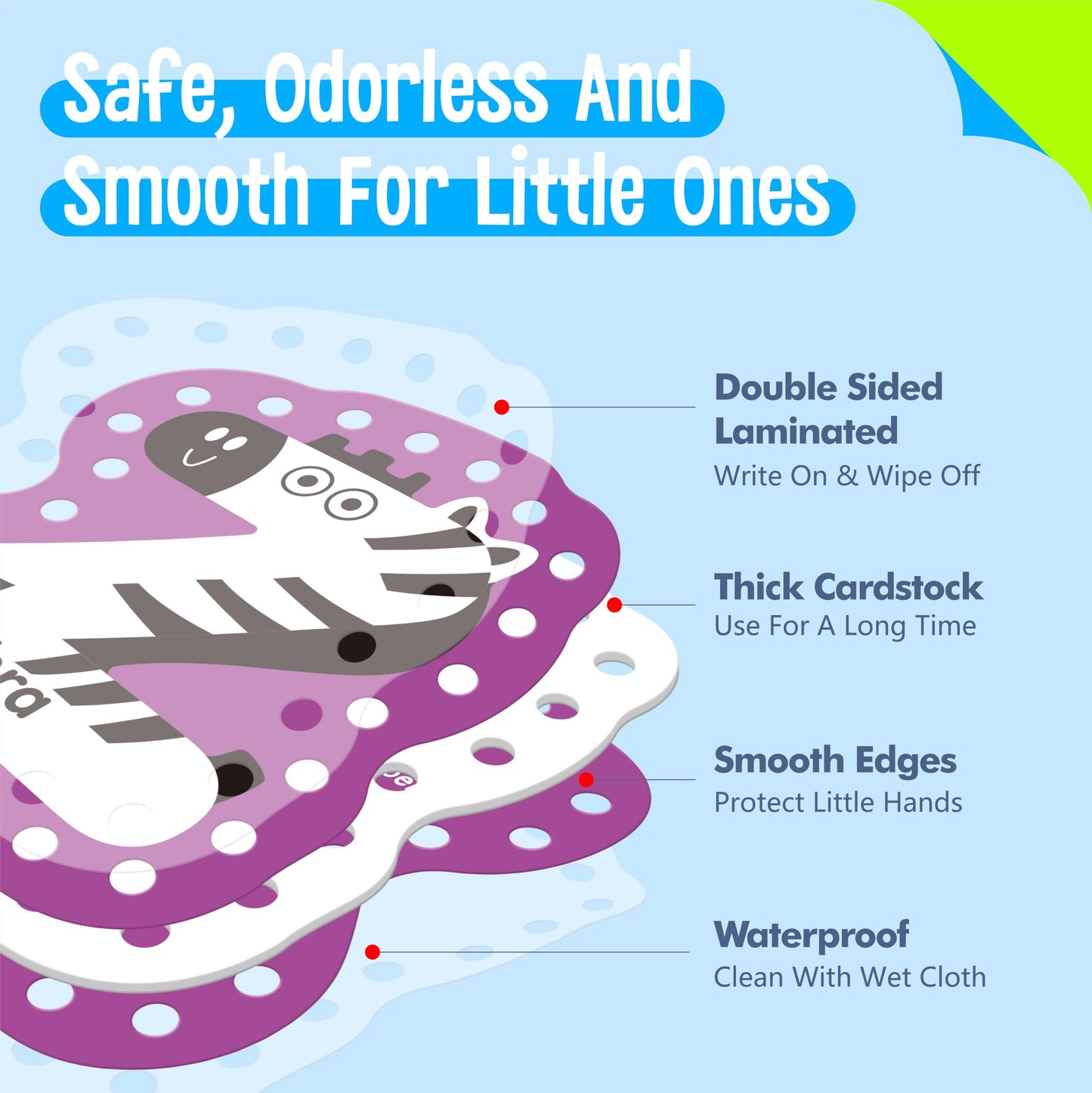 52 PCS Lacing Cards, 26 Double-Sided Uppercase & Lowercase Sewing Cards with 52 Colorful Laces