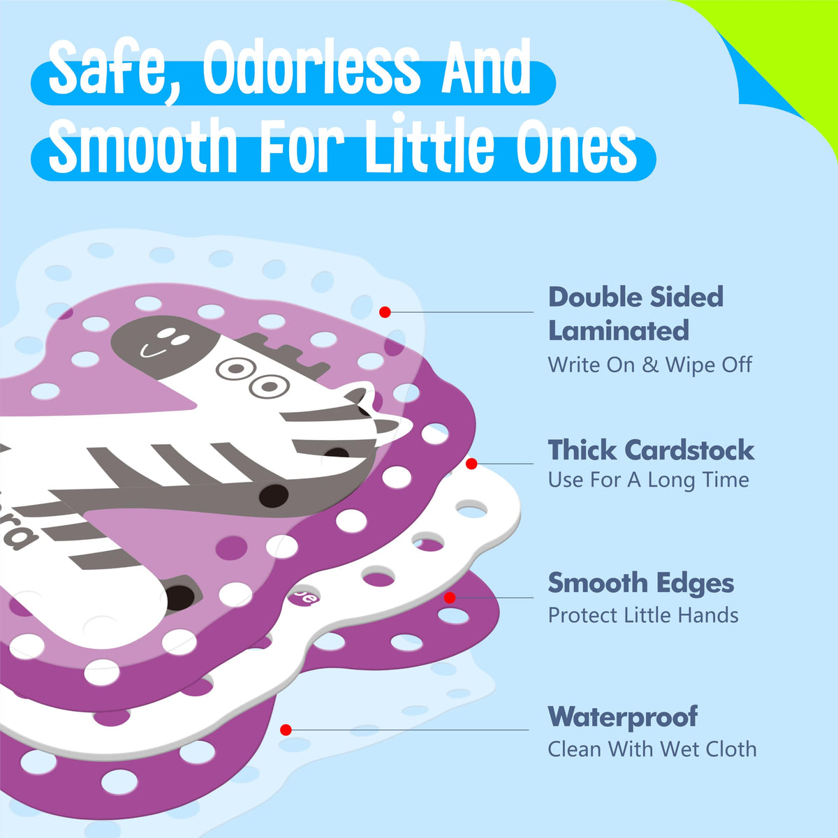52 PCS Lacing Cards, 26 Double-Sided Uppercase & Lowercase Sewing Cards with 52 Colorful Laces
