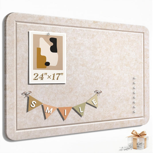 Large Bulletin Board, 24 X 17 Inches Felt Cork Board with 40 Pushpins, Foldable Felt Notice Pin