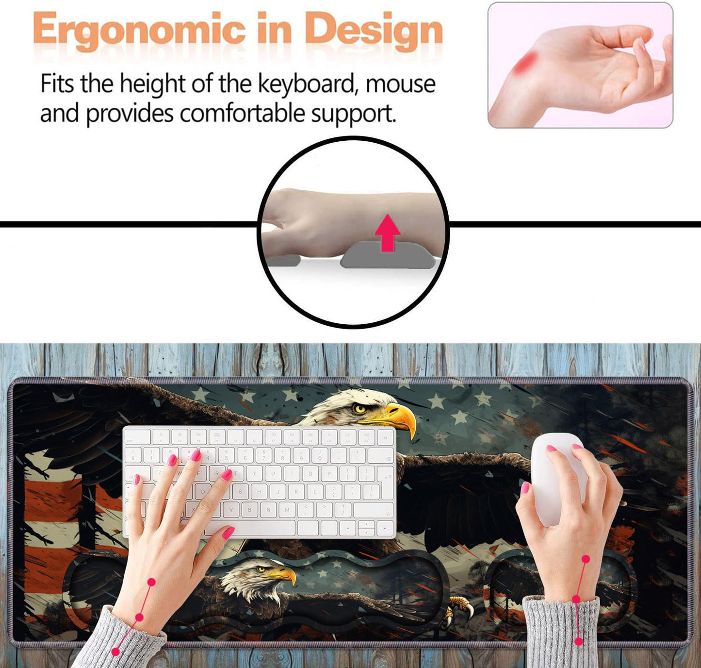 Ergonomic Keyboard Wrist Rest & Mouse Pad Wrist Rest Set,Large XXL Gaming Desk Mat 31.5"x