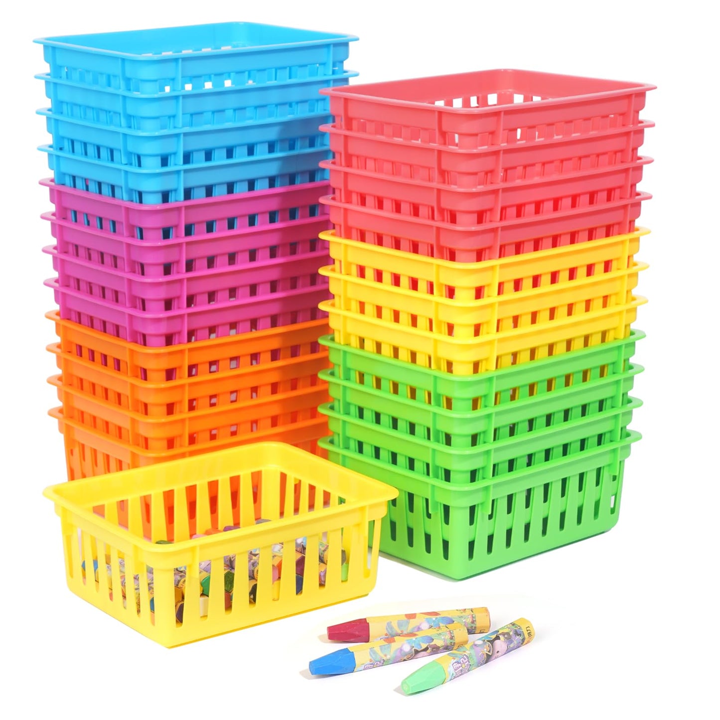 ZZYFGH 24 PCS Pencil Holders, Pencil Baskets, Small Plastic Baskets for Organizing, Colorful