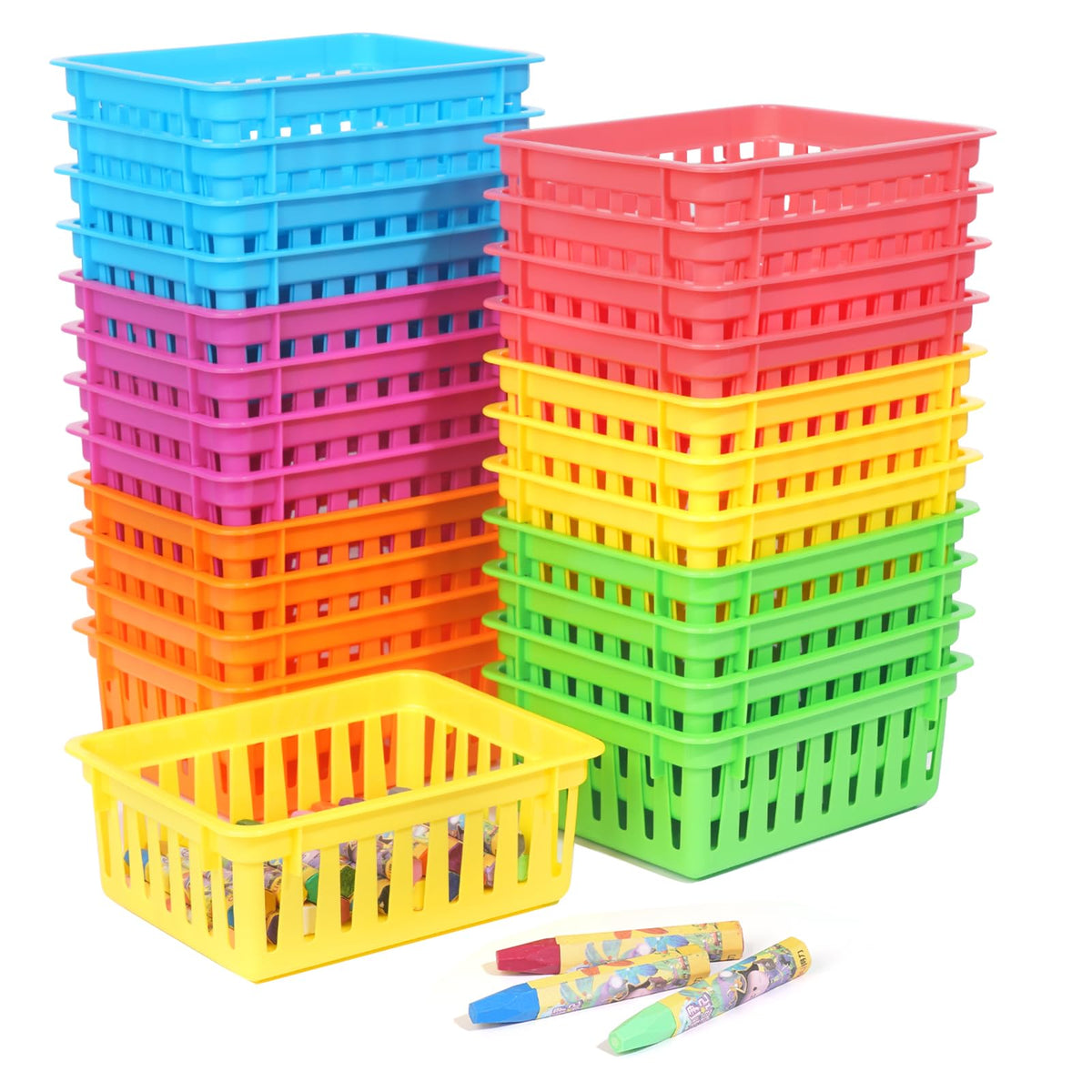 ZZYFGH 24 PCS Pencil Holders, Pencil Baskets, Small Plastic Baskets for Organizing, Colorful