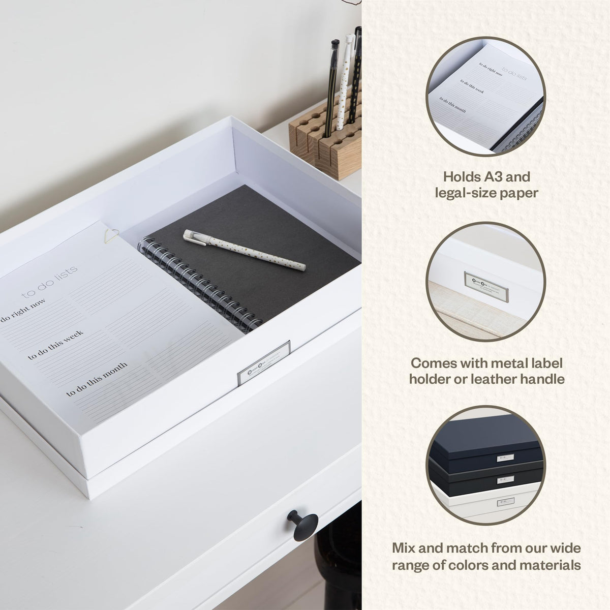 Bigso Sverker Fiberboard Legal and Art Storage Box - Scrapbook Storage Box for Loose Papers and