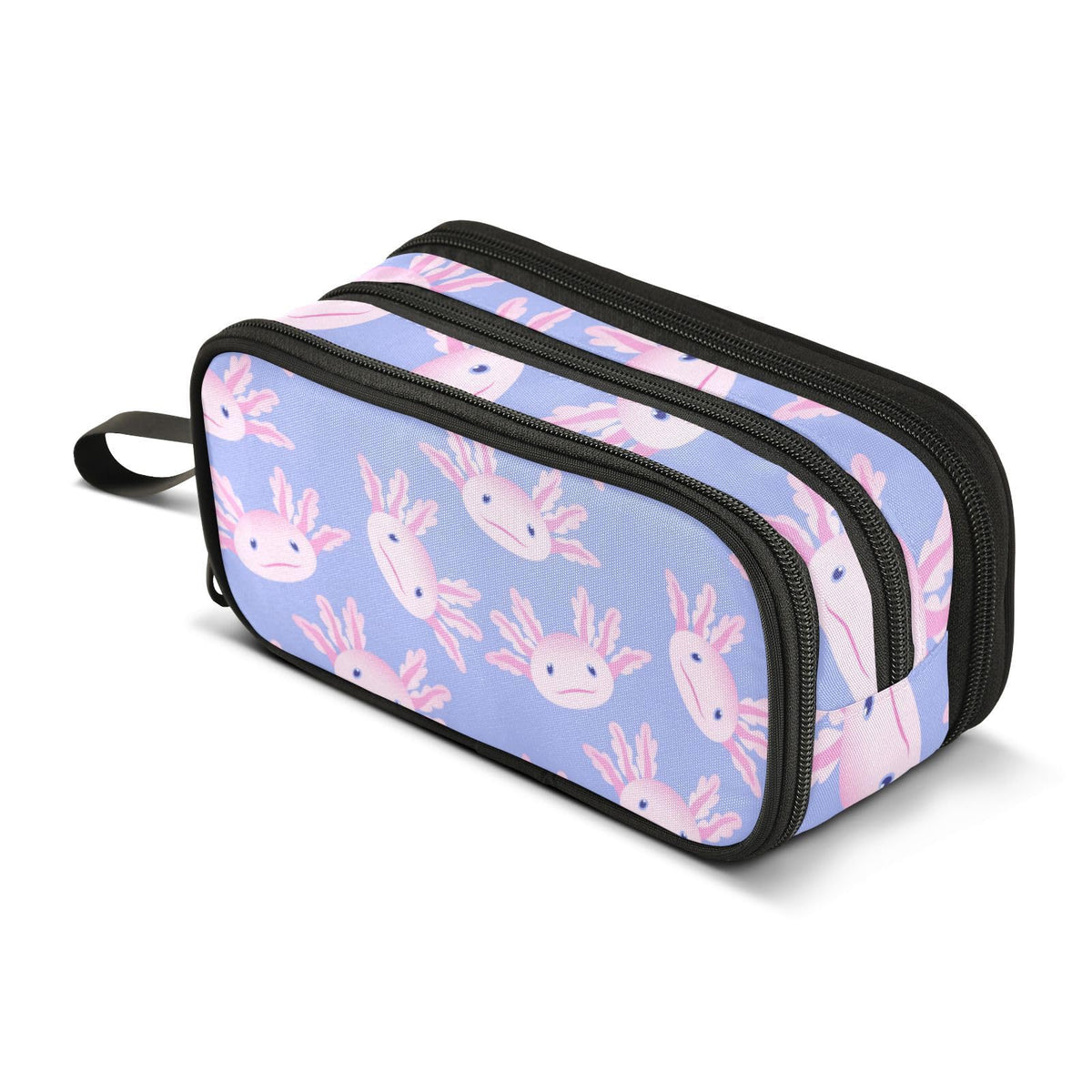 Sletend Pencil Case Cute Axolotl Salamander 3 Compartments Pencil Pouch