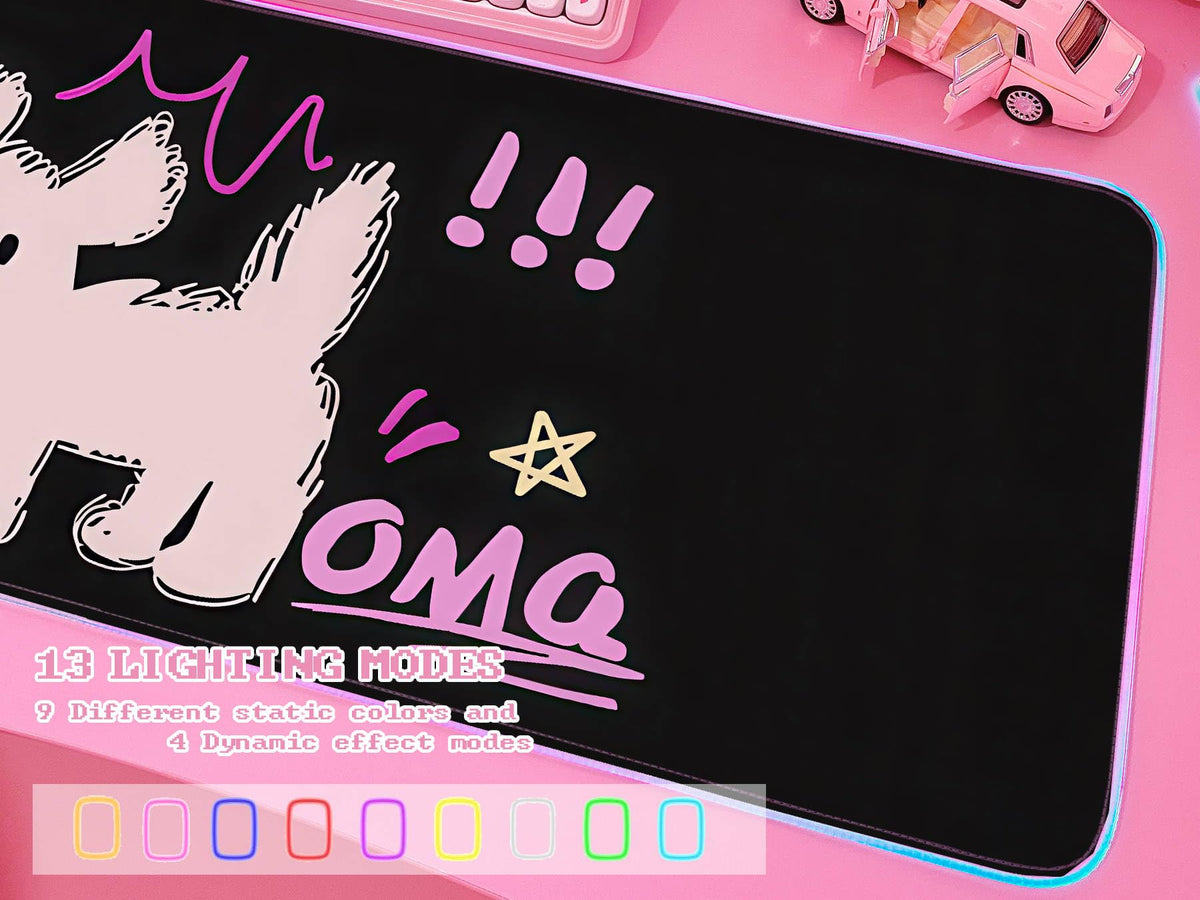 JMIYAV Pink RGB Gaming Mouse Pad 31.5x12 Inch PC XL Large Extended Glowing Led Light Up Desk Pad