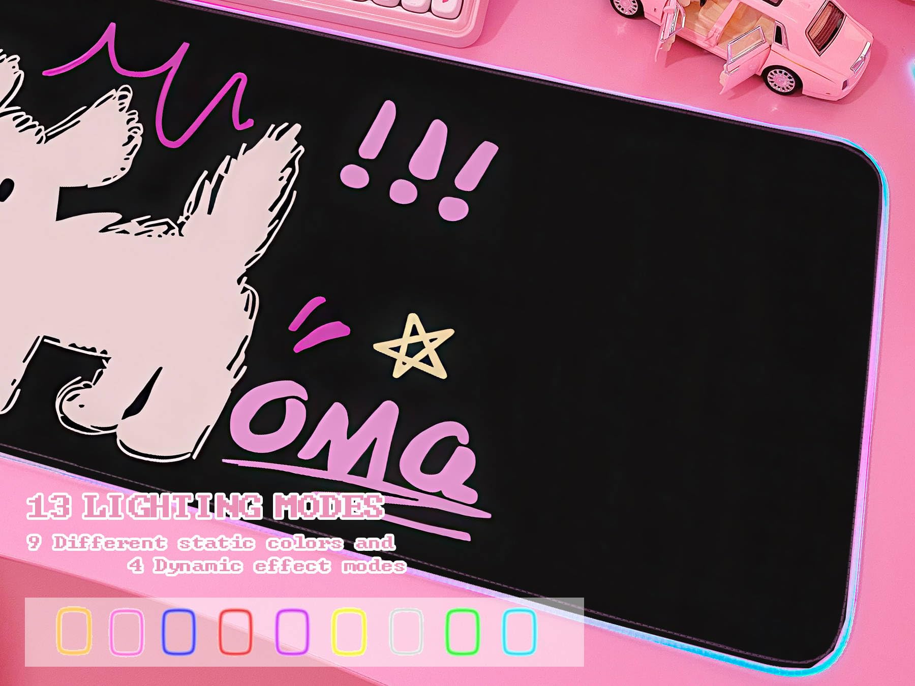 JMIYAV Pink RGB Gaming Mouse Pad 31.5x12 Inch PC XL Large Extended Glowing Led Light Up Desk Pad