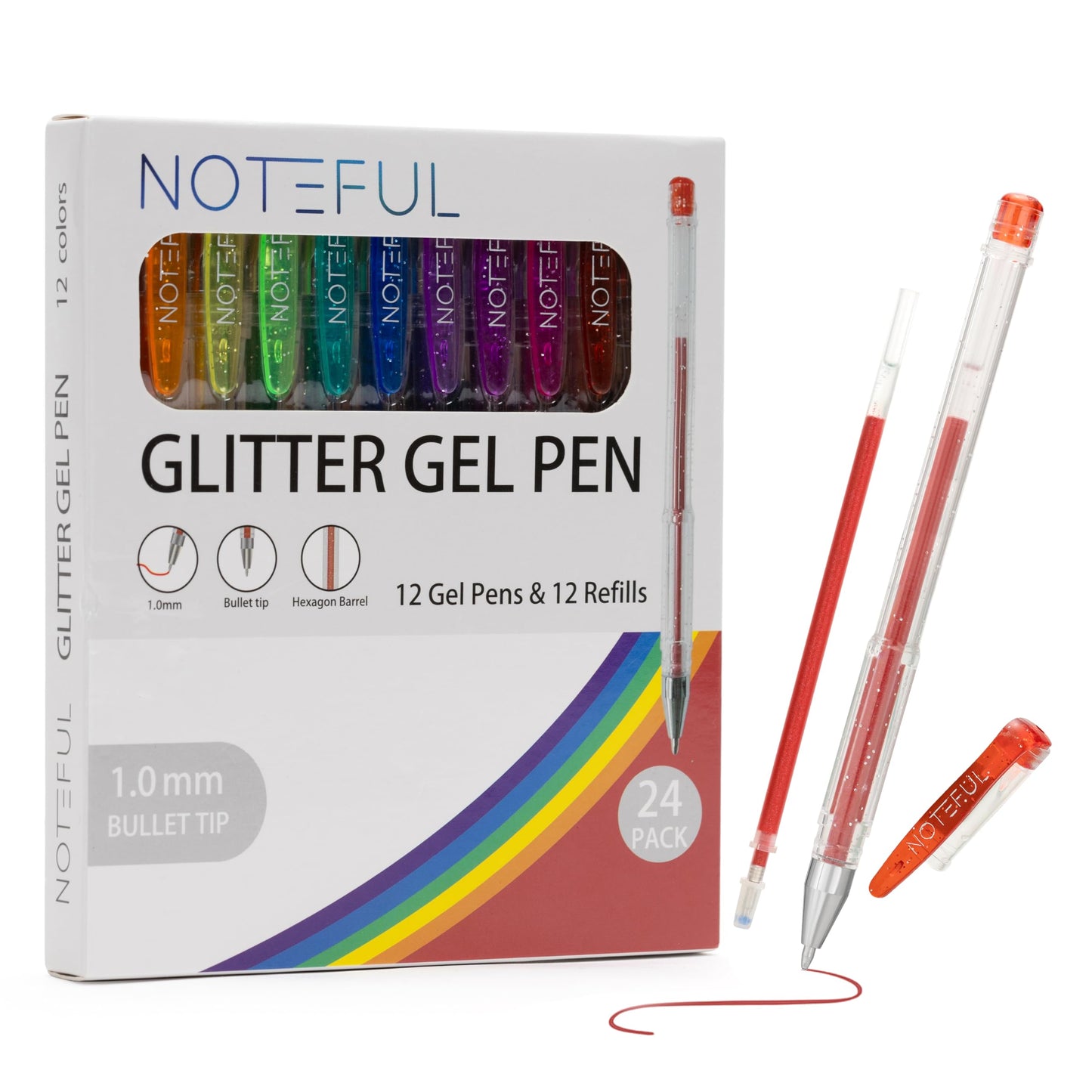 NOTEFUL Glitter Gel Pen Set – Smooth, Vibrant Ink for Art, Journaling, and Crafting with