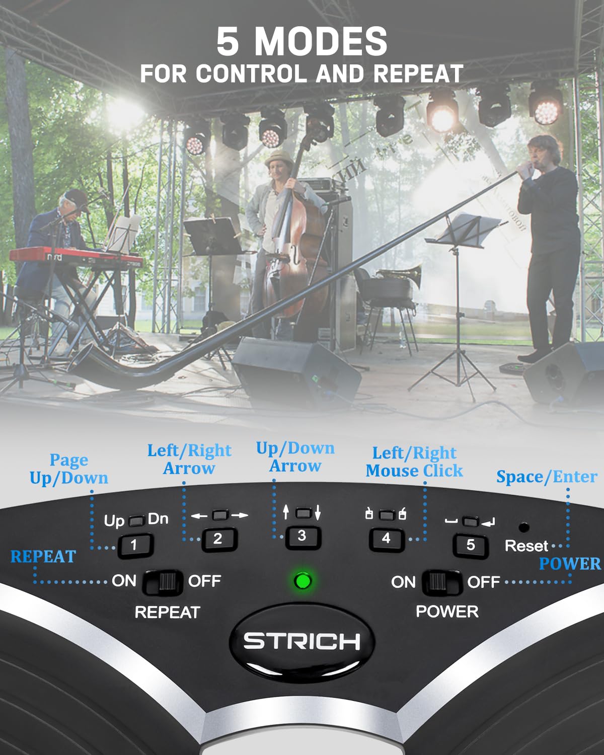 STRICH Wireless Page Turner Pedal for iPad, Rechargeable Foot Pedal, SPT-20