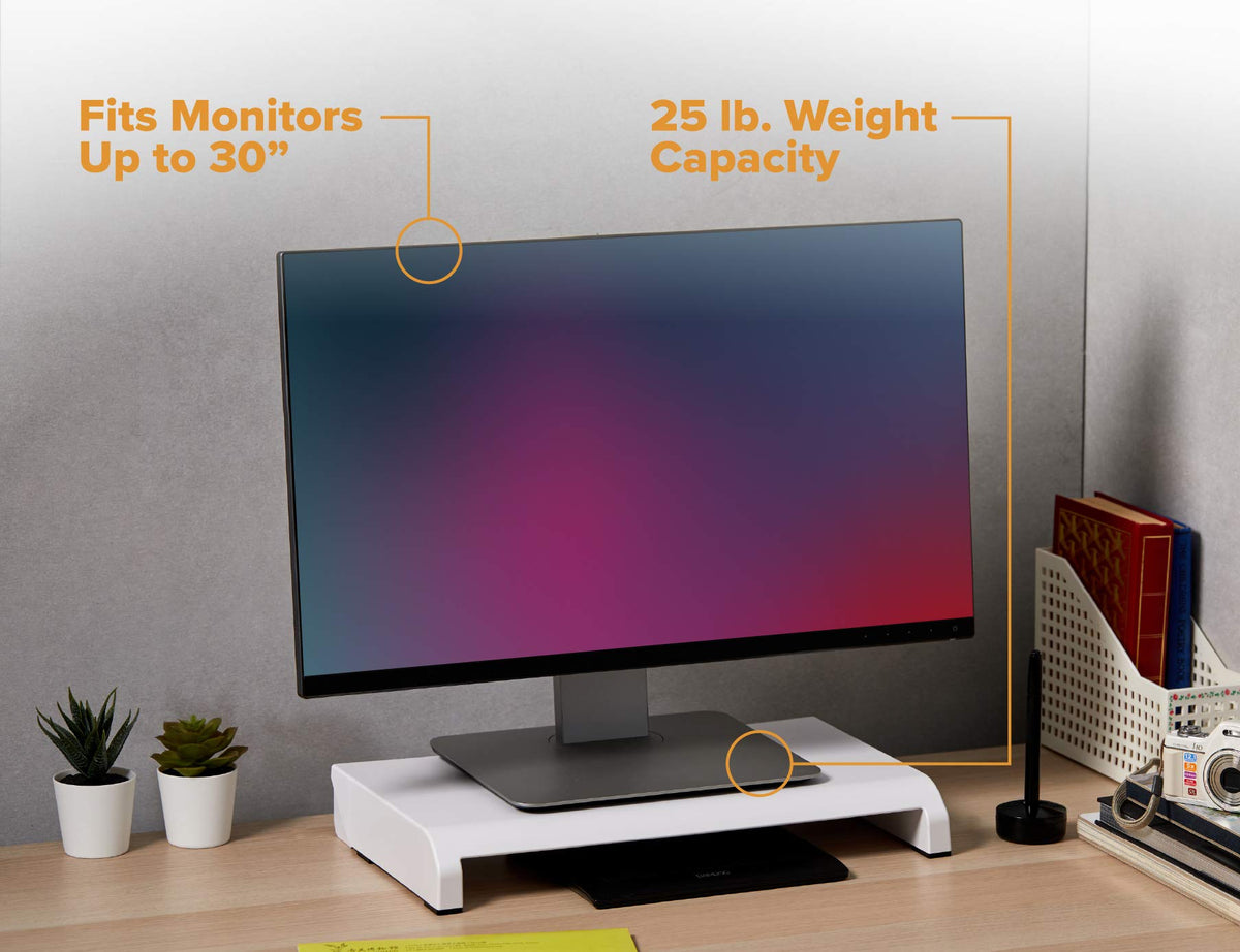 Bostitch Office Konnect Adjustable Monitor Stand Riser, 4 Height Adjustments, Built-In Cable