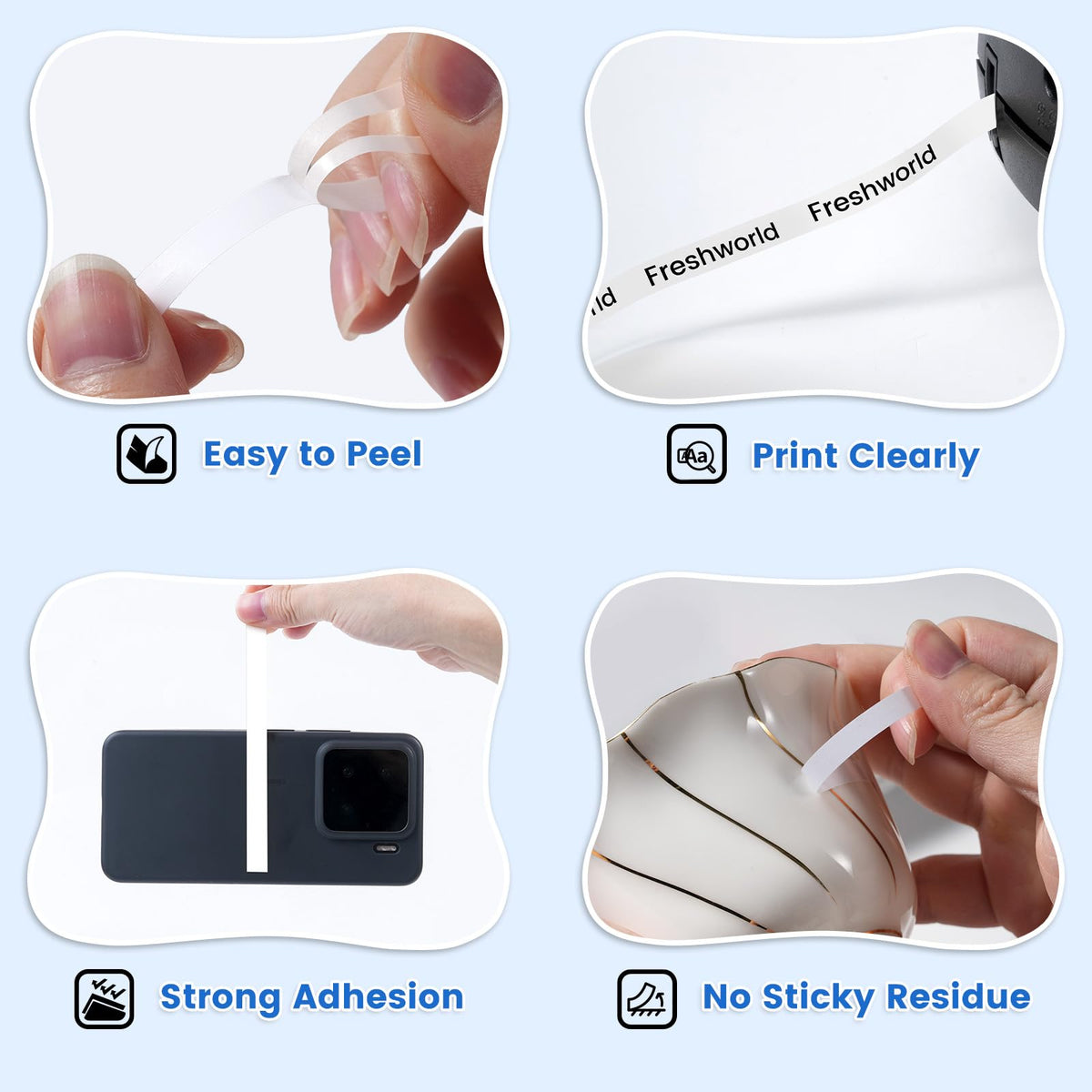 Freshworld 6X Replace for DYMO Label Maker Refills D1 1/4 Inch x 23Ft White