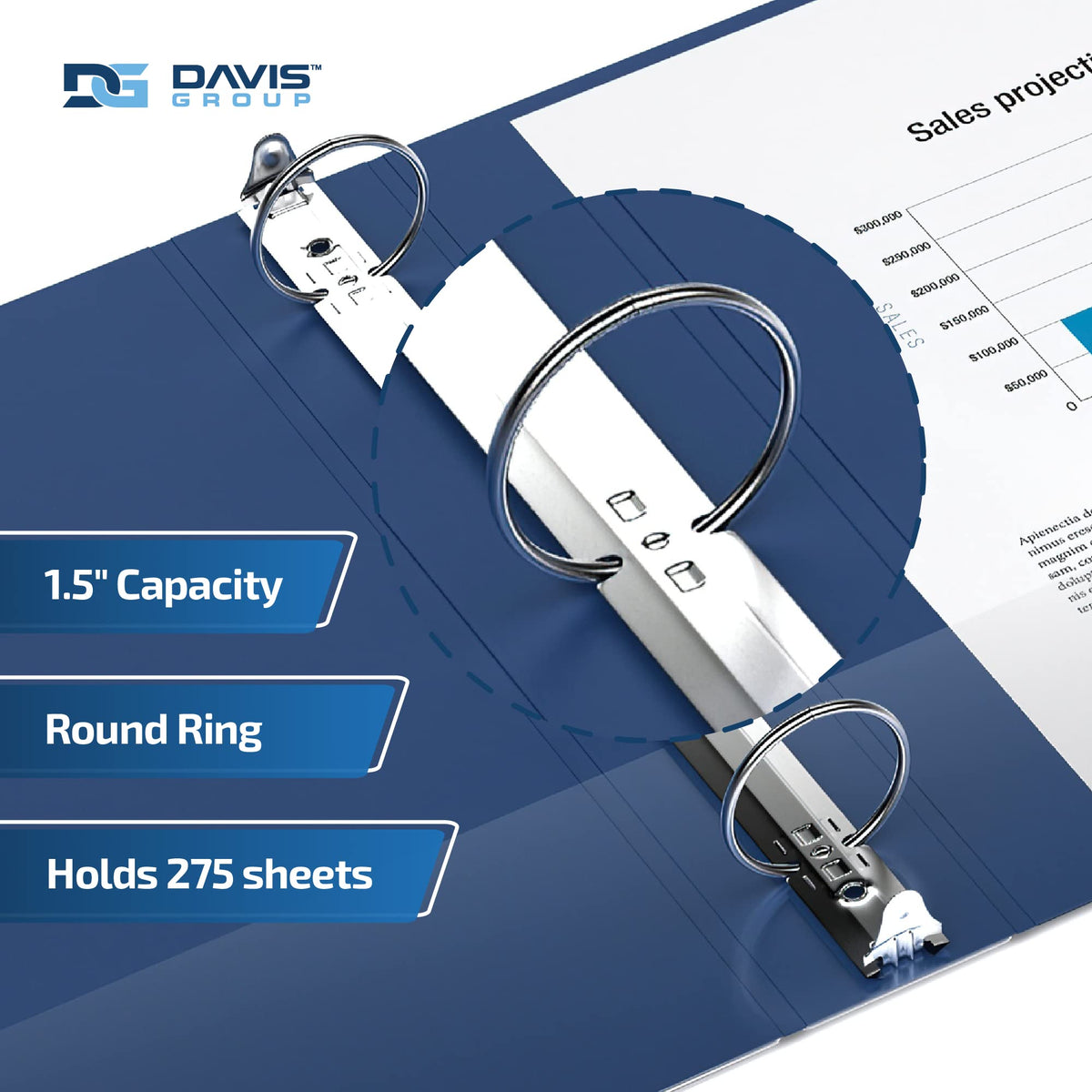 Premium Economy 3-Ring Binder, Spine Label, 1.5" Round Rings Royal Blue 6Pk