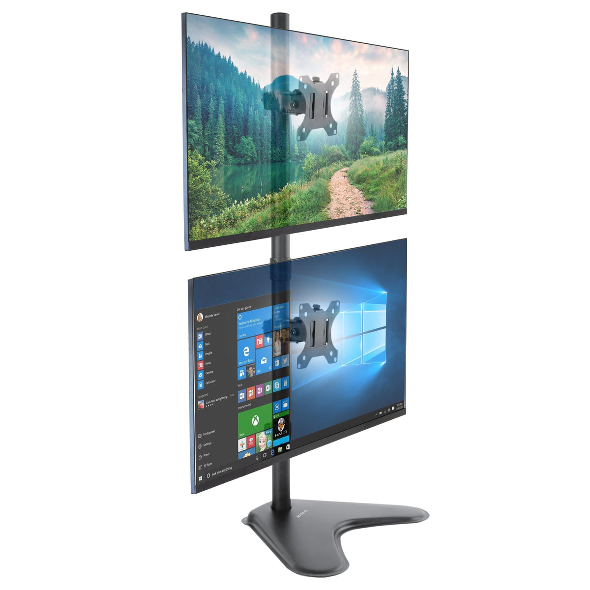 Mount-It! Vertical Dual Monitor Stand, Freestanding Stacked Monitor Mount for 2 Screens 17–32"
