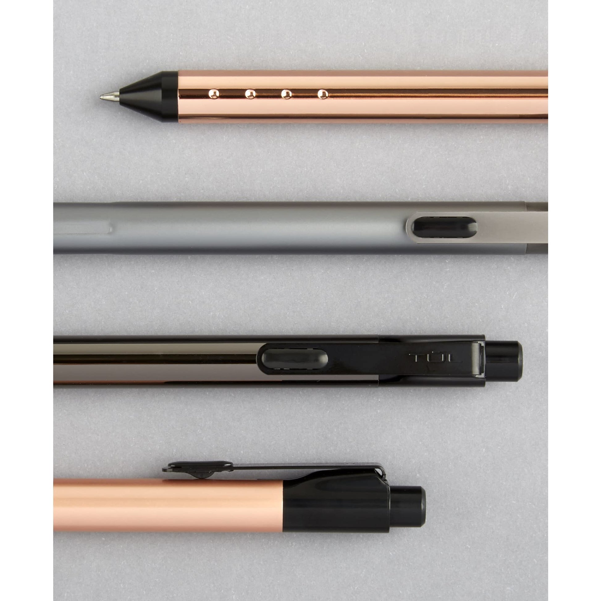 TUL® Fine Writing Solid Metal Barrel Retractable Ballpoint Pen With 2 Refills, Medium Point, 1.0