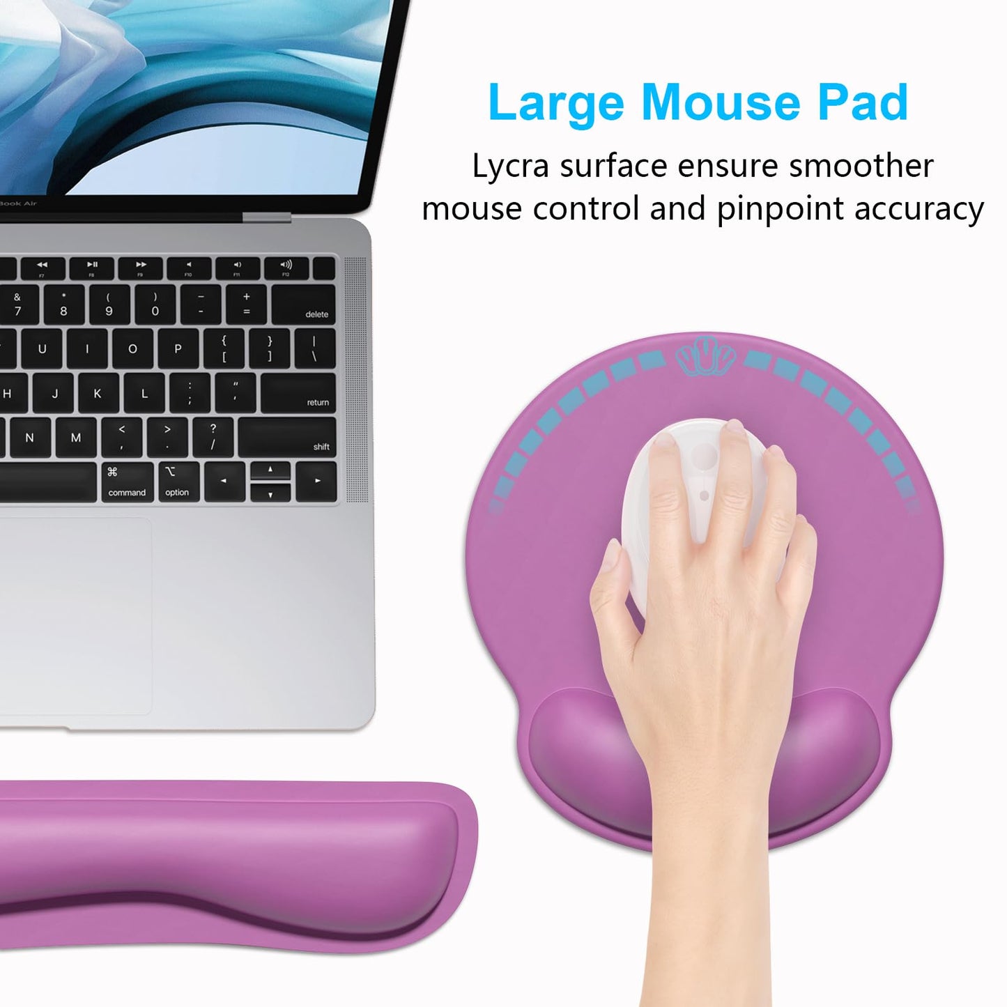 Dapesuom Keyboard Wrist Rest and Mouse Pad with Wrist Support, Cute Memory Foam Cushion for