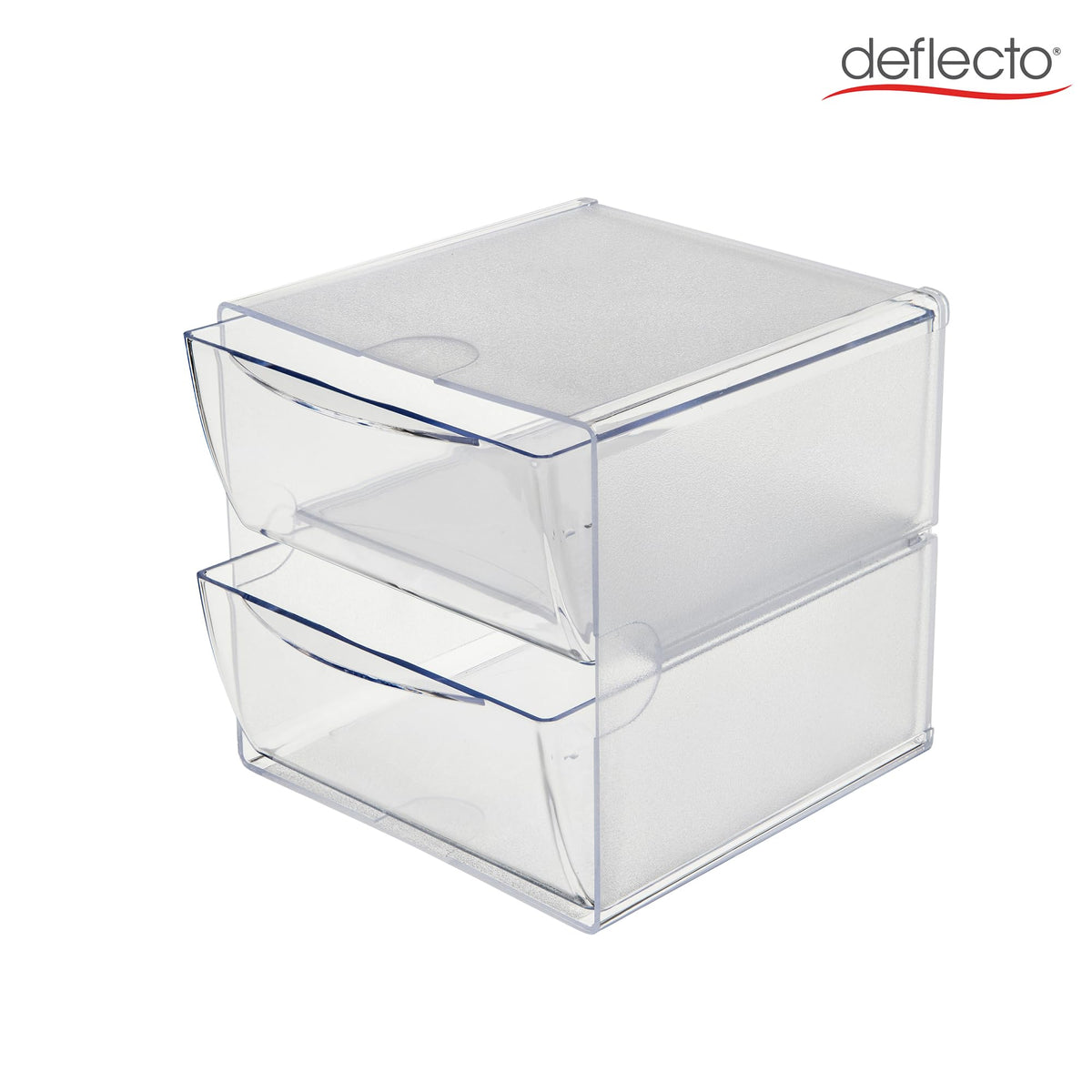 deflecto Two Drawer Cube Organizer, Plastic, 6"x7-1/8"x6", Clear (350101)