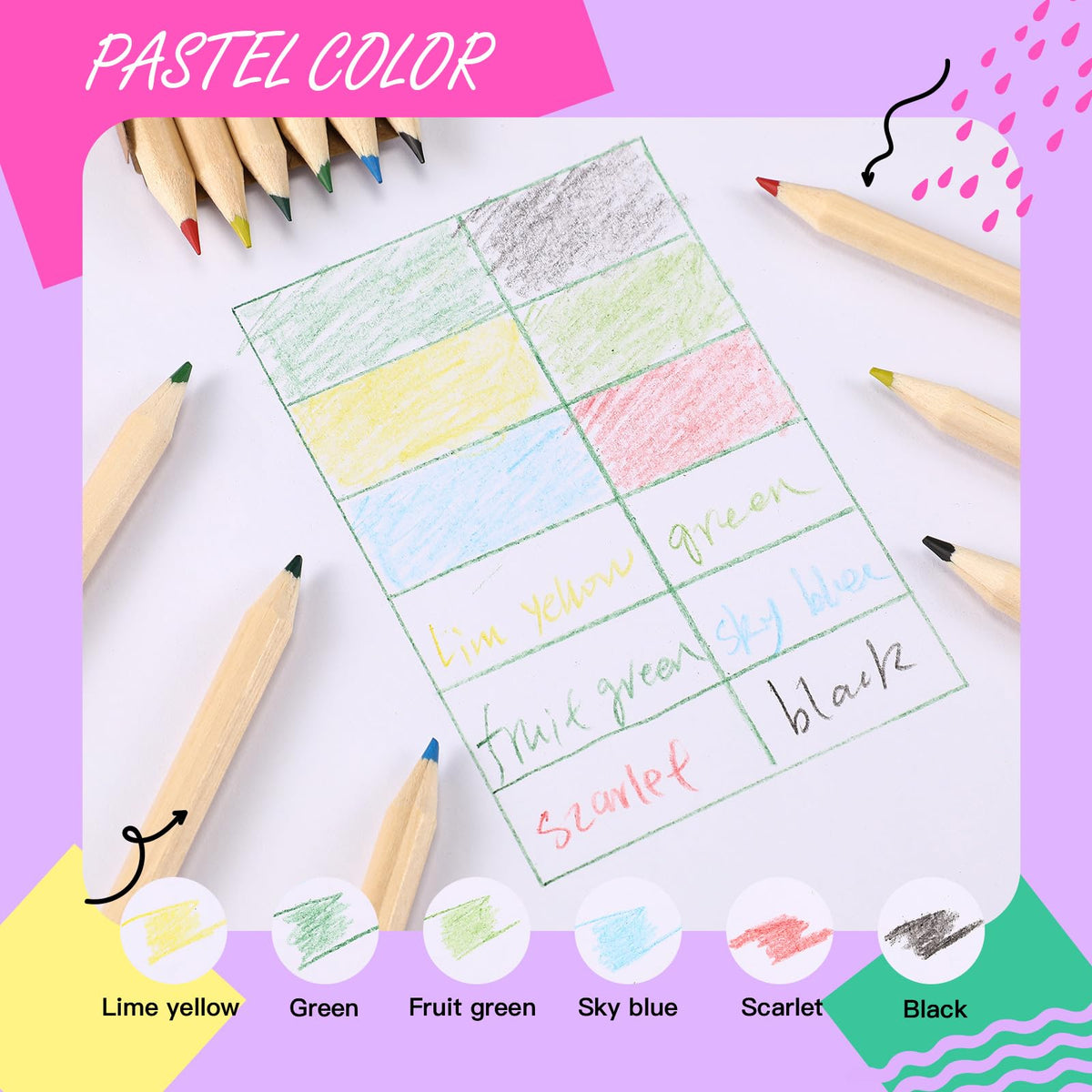 Faccito 200 Packs Mini Colored Pencils Bulk for Kids, 6 Colors