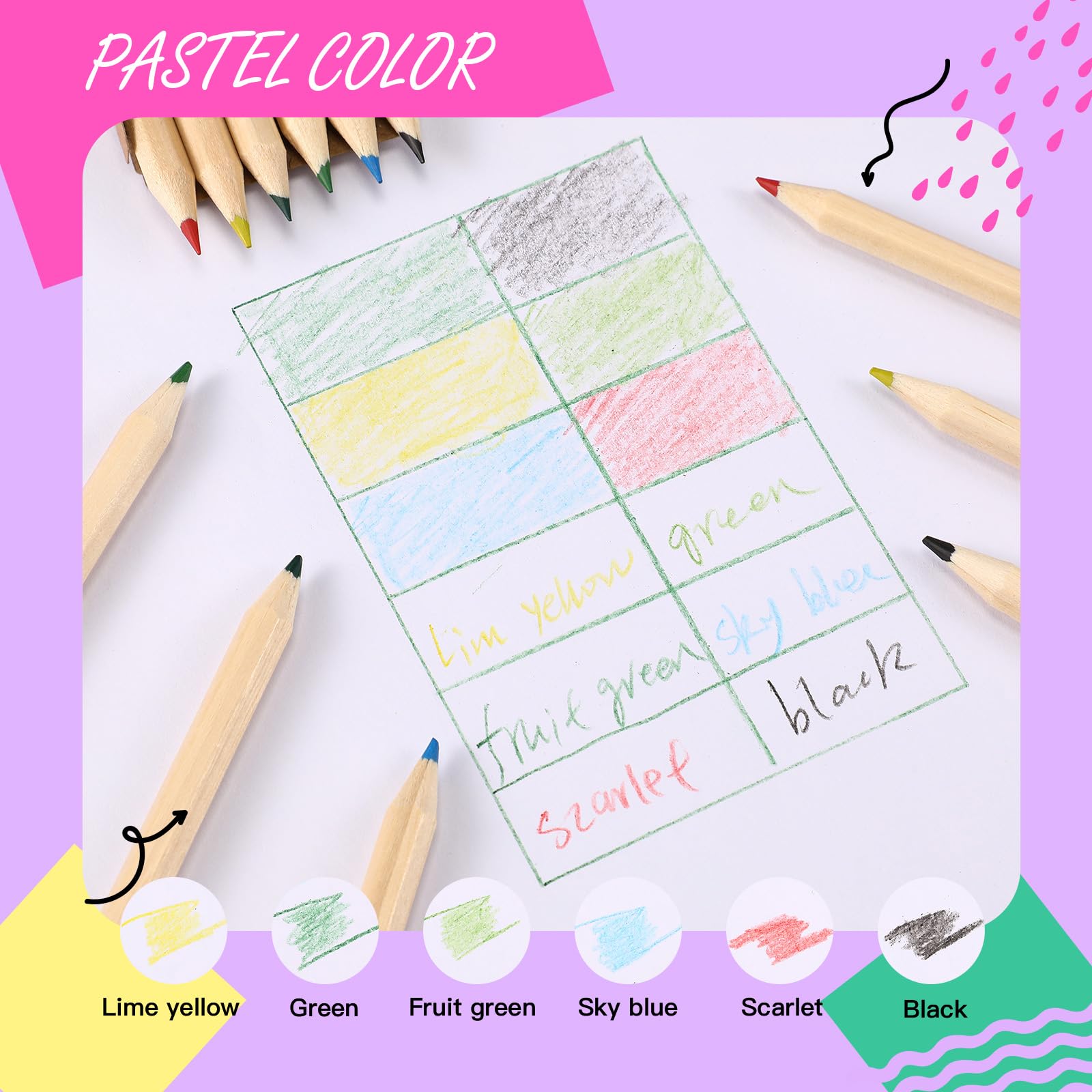 Faccito 200 Packs Mini Colored Pencils Bulk for Kids, 6 Colors