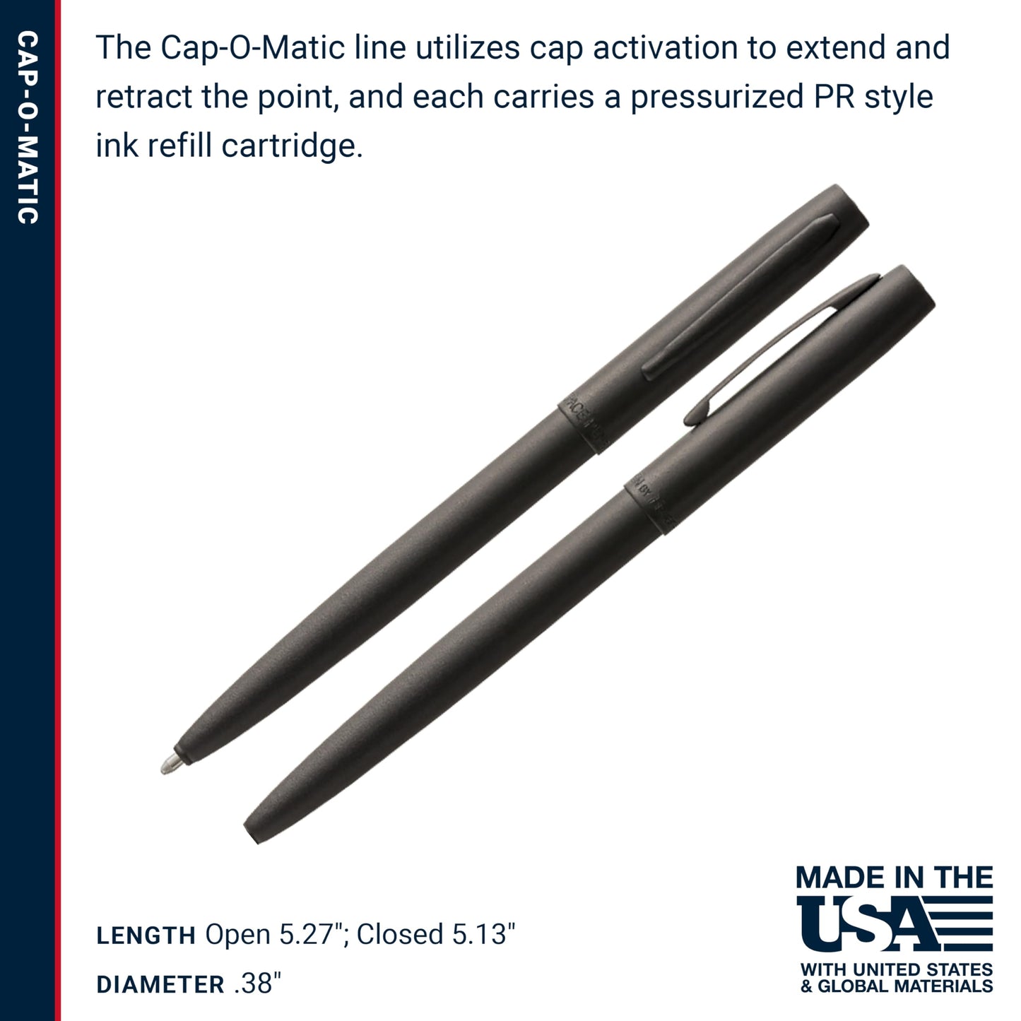 Fisher Space Pen Military Cap-O-Matic Pen, Black Ink, Gift Box