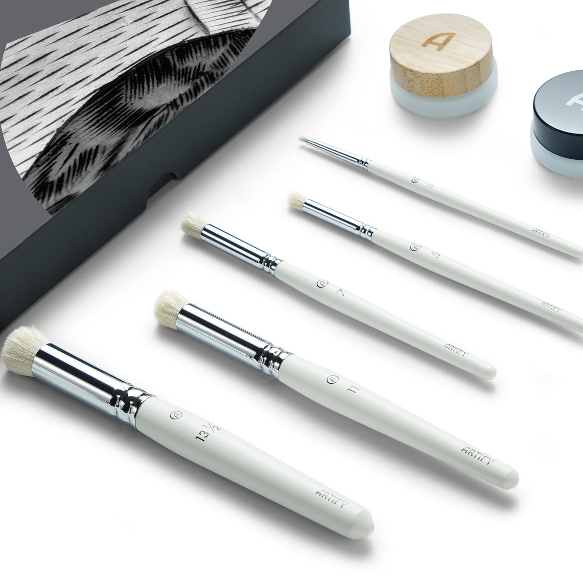 ARTIFY Drybrush Set with Dampening Pad and Brush Soap: 5 Sizes Professional-Grade Dry Brush for