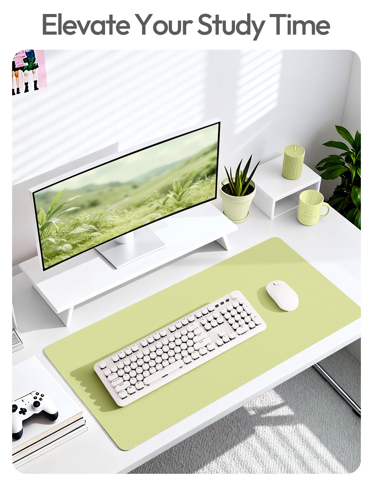 YSAGi Leather Desk Protector, Office Mat, Large Mouse Mat, Non-Slip PU Leather Blotter, Laptop Pad
