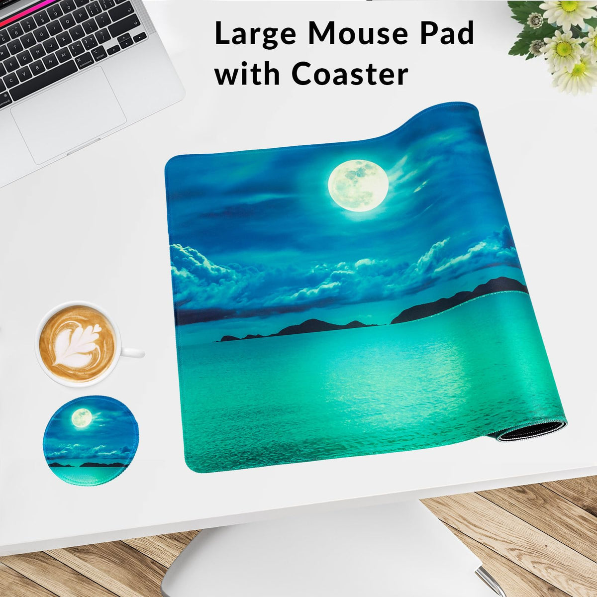 Large Gaming Mouse Pad with Coaster,Desk Matt for Desktop,Desk Mat-Ocean