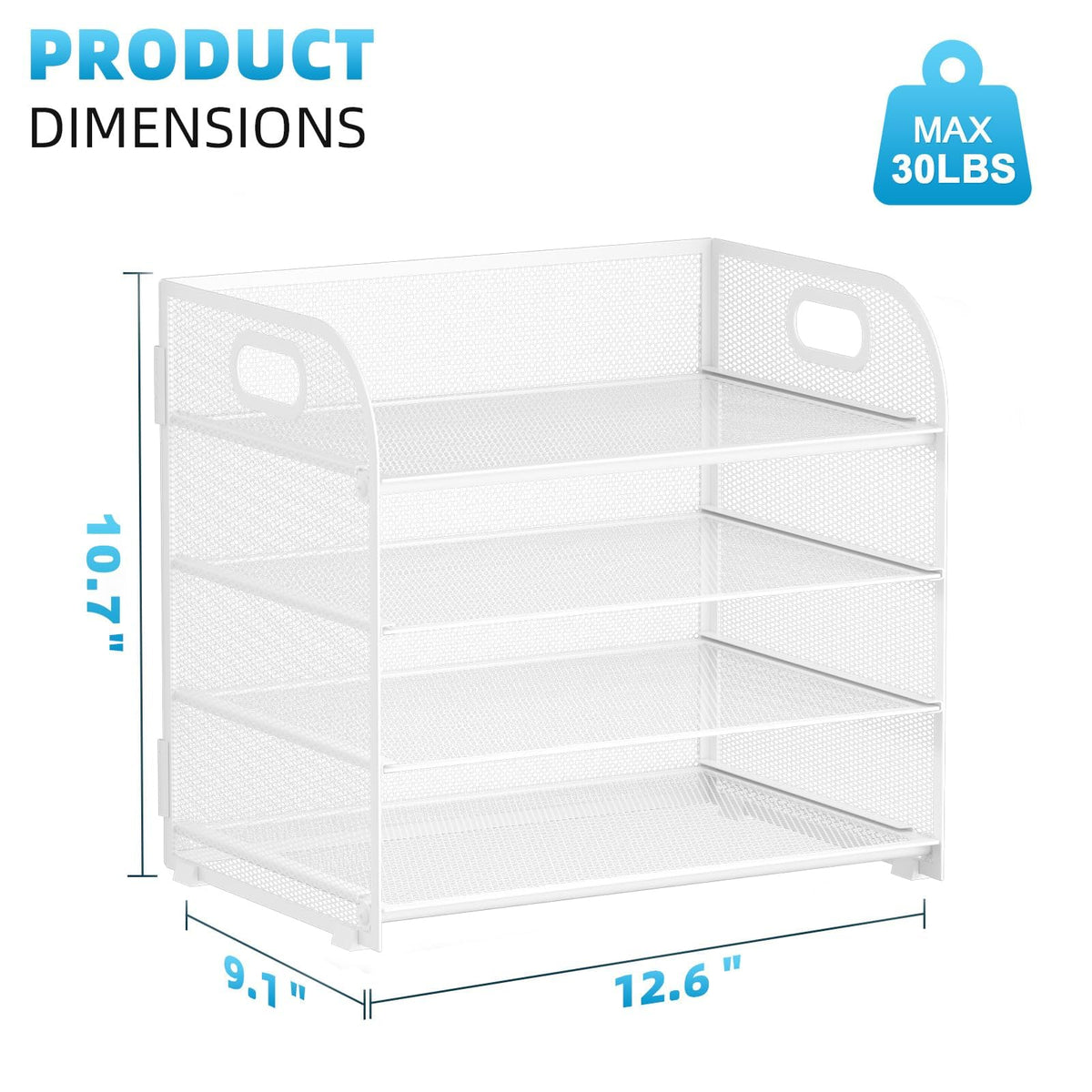 Marbrasse 2 Pack 4 Tier Paper Organizer Letter Tray - Mesh Desk File Organizer with Handle, Paper