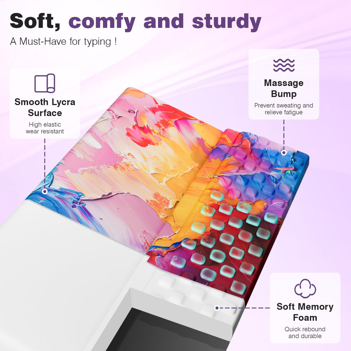 Ospelelf Keyboard Wrist Rest, Ergonomic Memory Foam Wrist Support for Typing & Gaming, Tilted