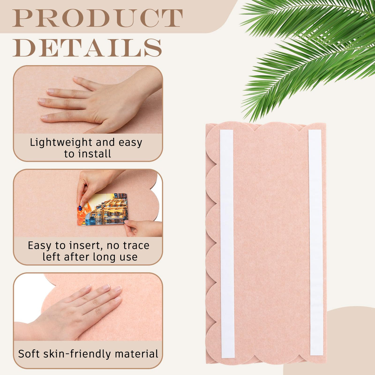 Mooliwe Scalloped Felt Bulletin Cork Board Foldable Flesh Pink 24 * 18 Inch