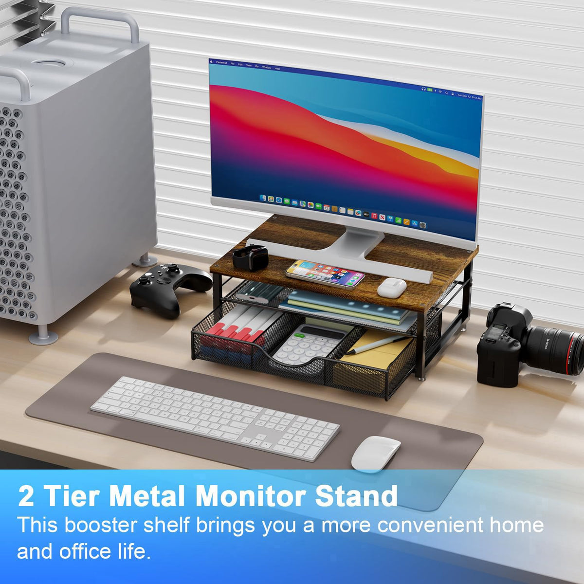 gianotter Computer Monitor Stand Riser with Drawer
