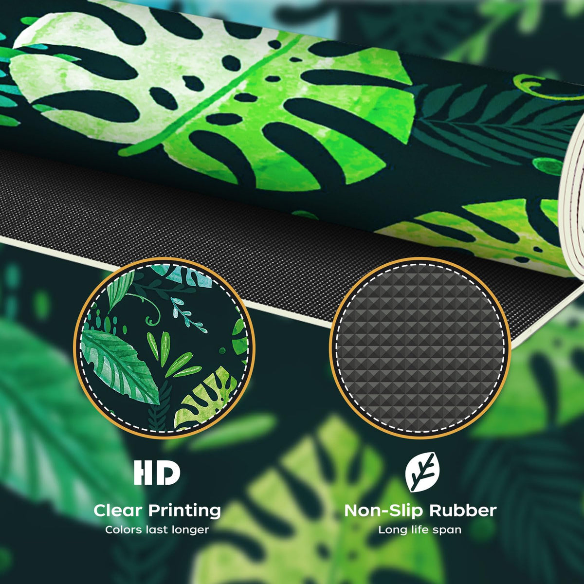 Green Desk Mat 35.4" x 15.7", Cute Plant Cool Desk Pad Keyboard Mat Flower Mouse Pad Green Desk Mat