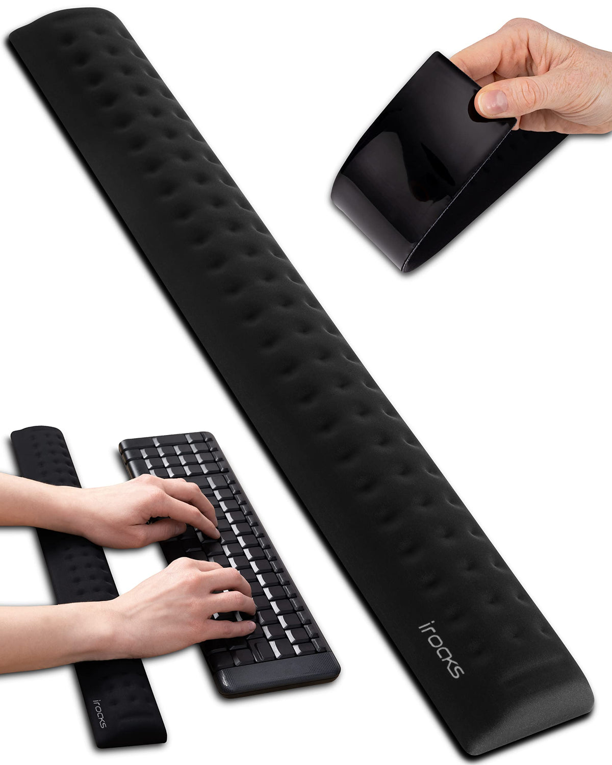 i-Rocks Memory Foam Keyboard Wrist Rest - Pain-Reducing, Non-Slip Rubber Base Wrists Rest Support