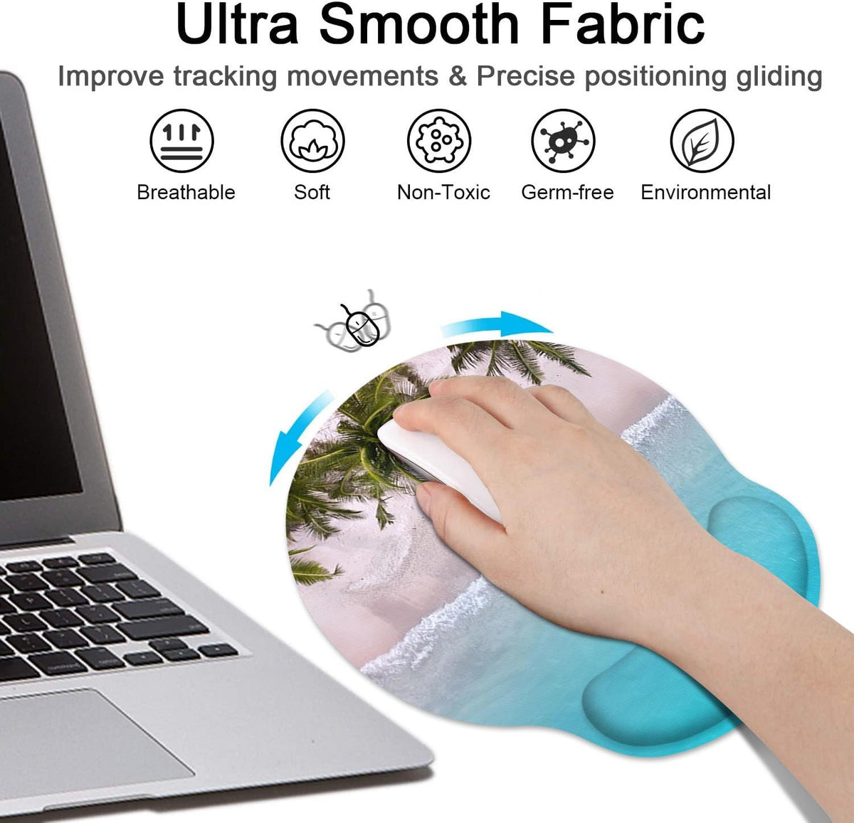 Britimes Ergonomic Mouse Pad Set with Wrist Rest, Ocean Blue
