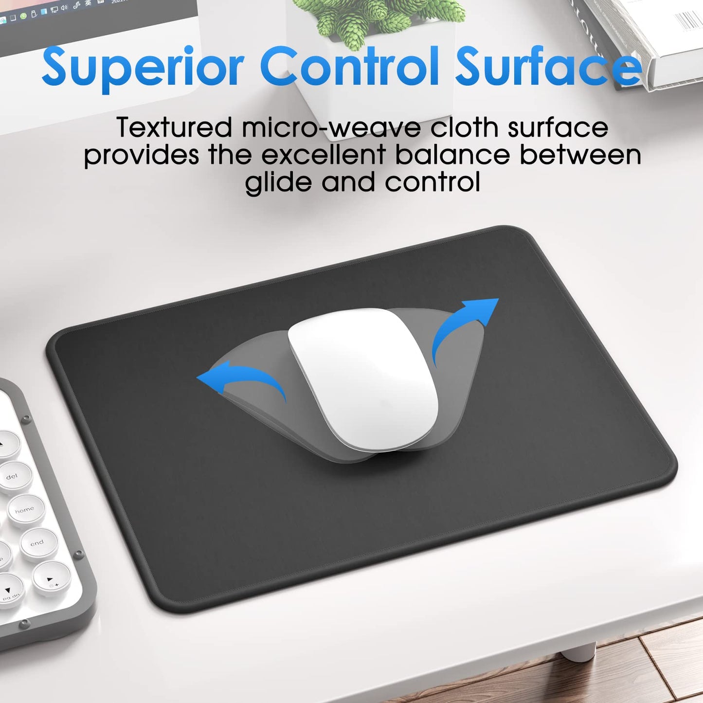 KTRIO 10 Pack Mouse Pads, Black Computer Mousepad for Desk, 11 x 8.5 in