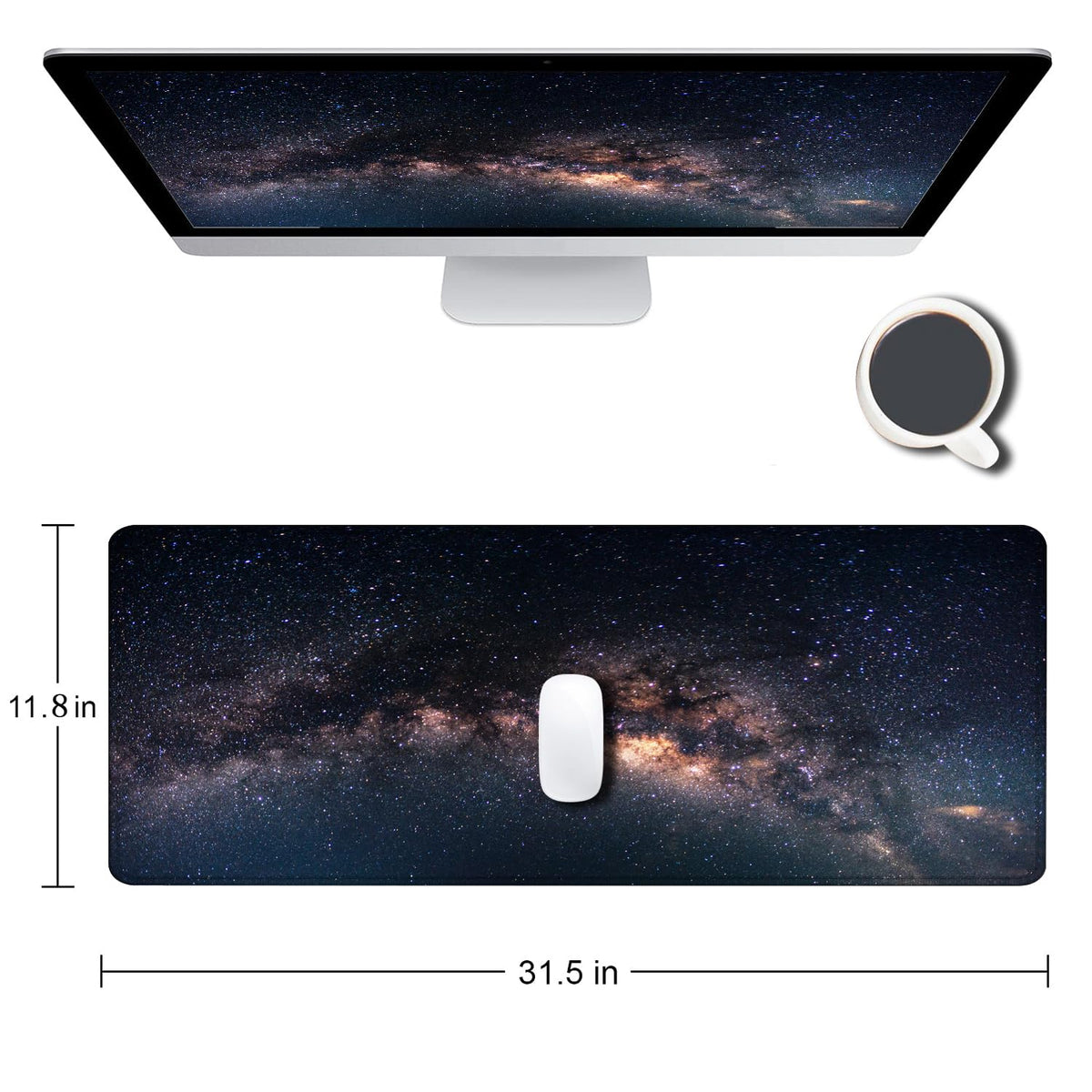 SANWUMIAN Large Gaming Mouse Pad with Stitched Edges, Galaxy Desk Mat, Extended XL Keyboard Pad