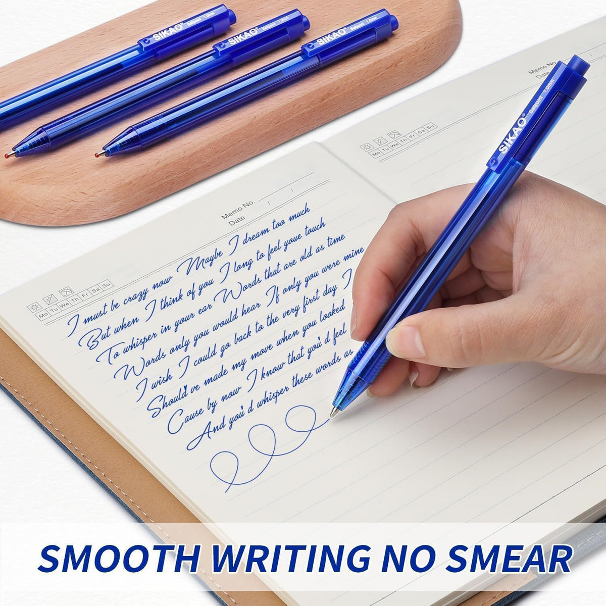 Sikao Blue Pens Bulk, 60 Pack Retractable Ballpoint Pens Blue Ink