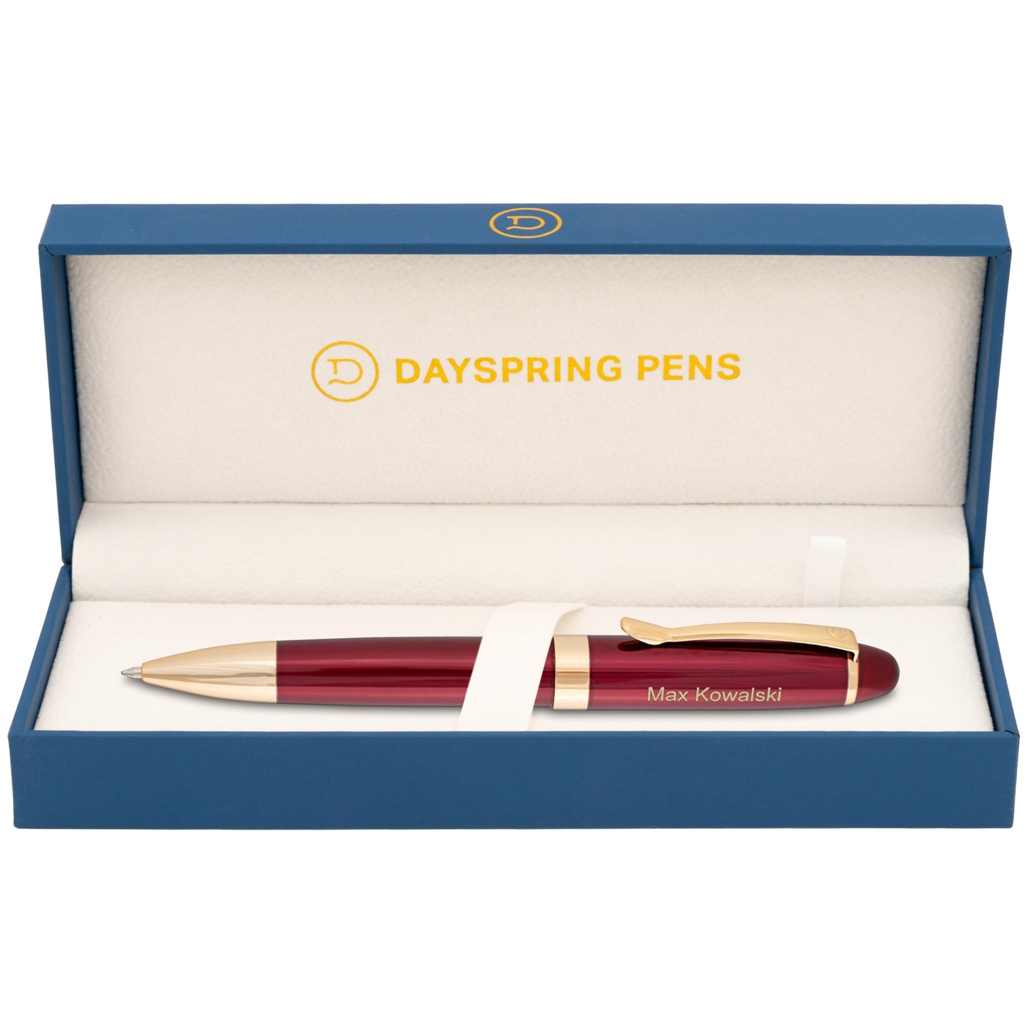 Dayspring Pens | Engraved Alexandria Twist Action Red Ballpoint Gift Pen with Case. Custom Engraved