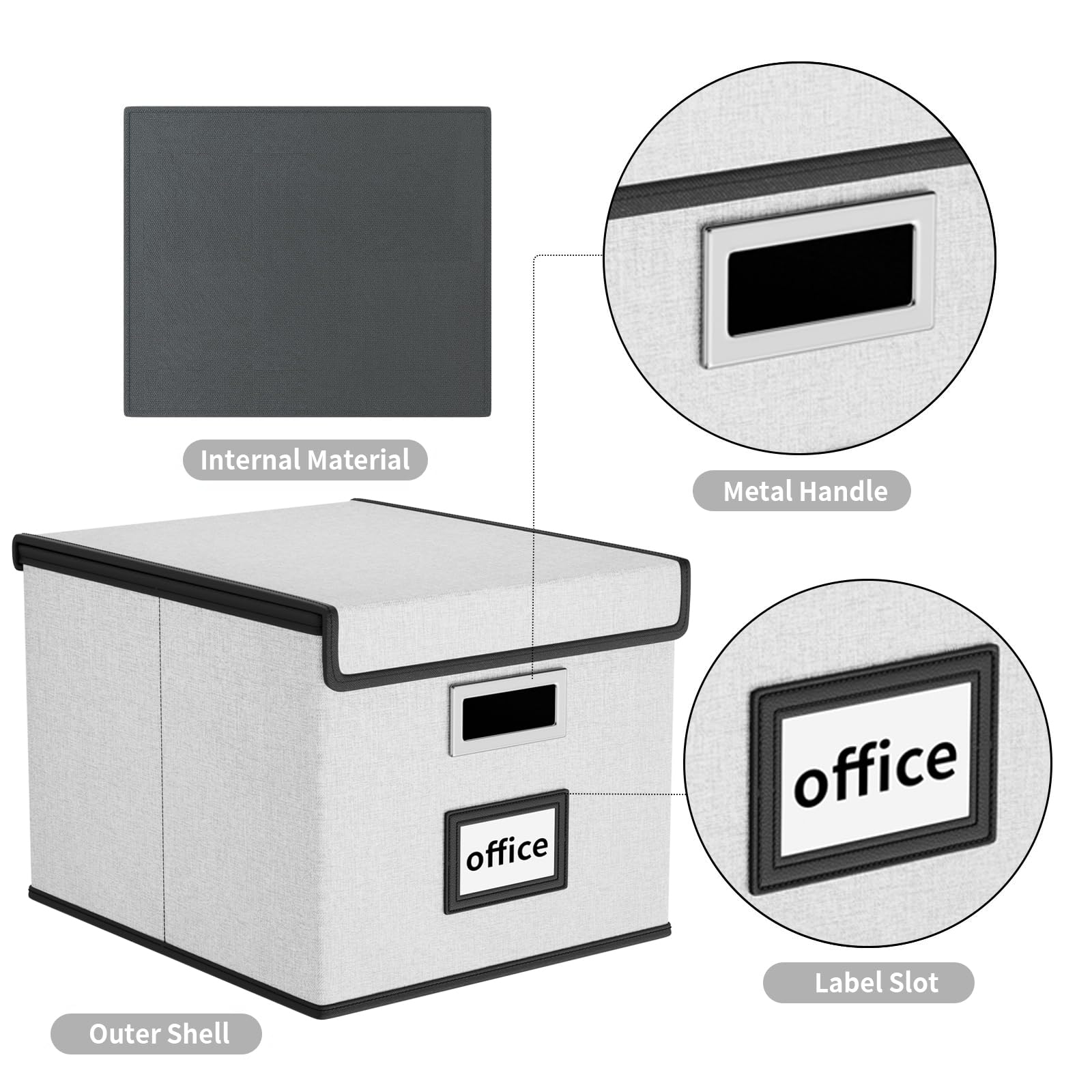 Huolewa File Organizer Box with Lids, Collapsible File Folder Organizer