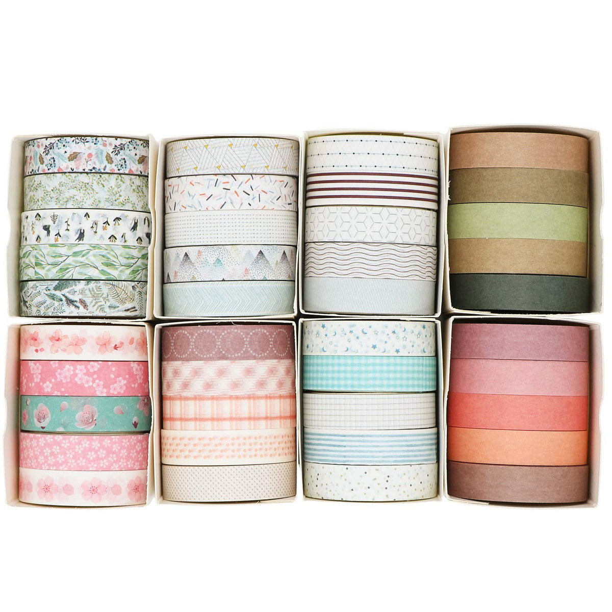 Knaid 40 Rolls of Slim Washi Tape Gift Box Set, Decorative Paper Tapes 10 mm Wide for Scrapbooking