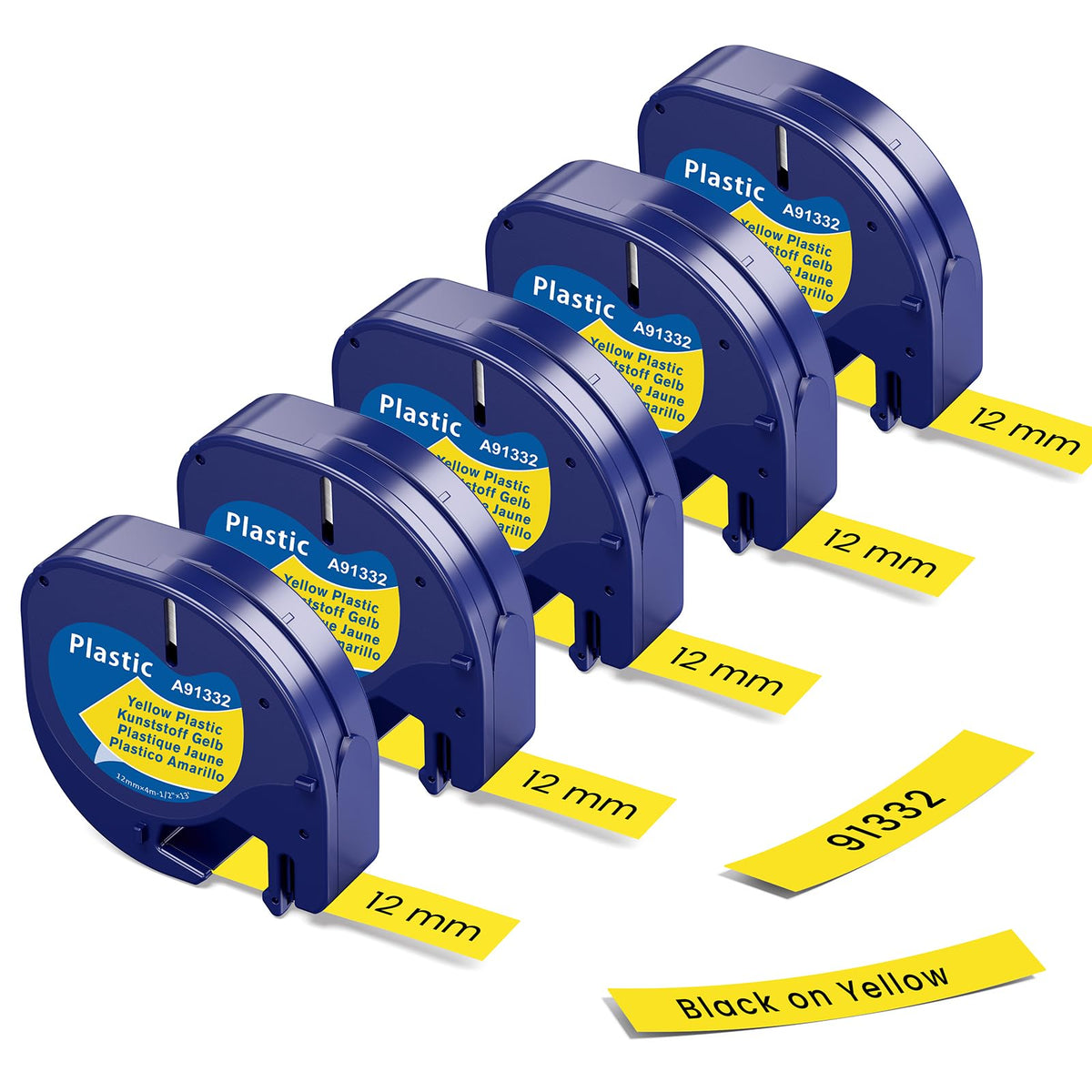 Yellow Plastic Tape Strong Adhesion Replace for Dymo Letratag Refills 91332