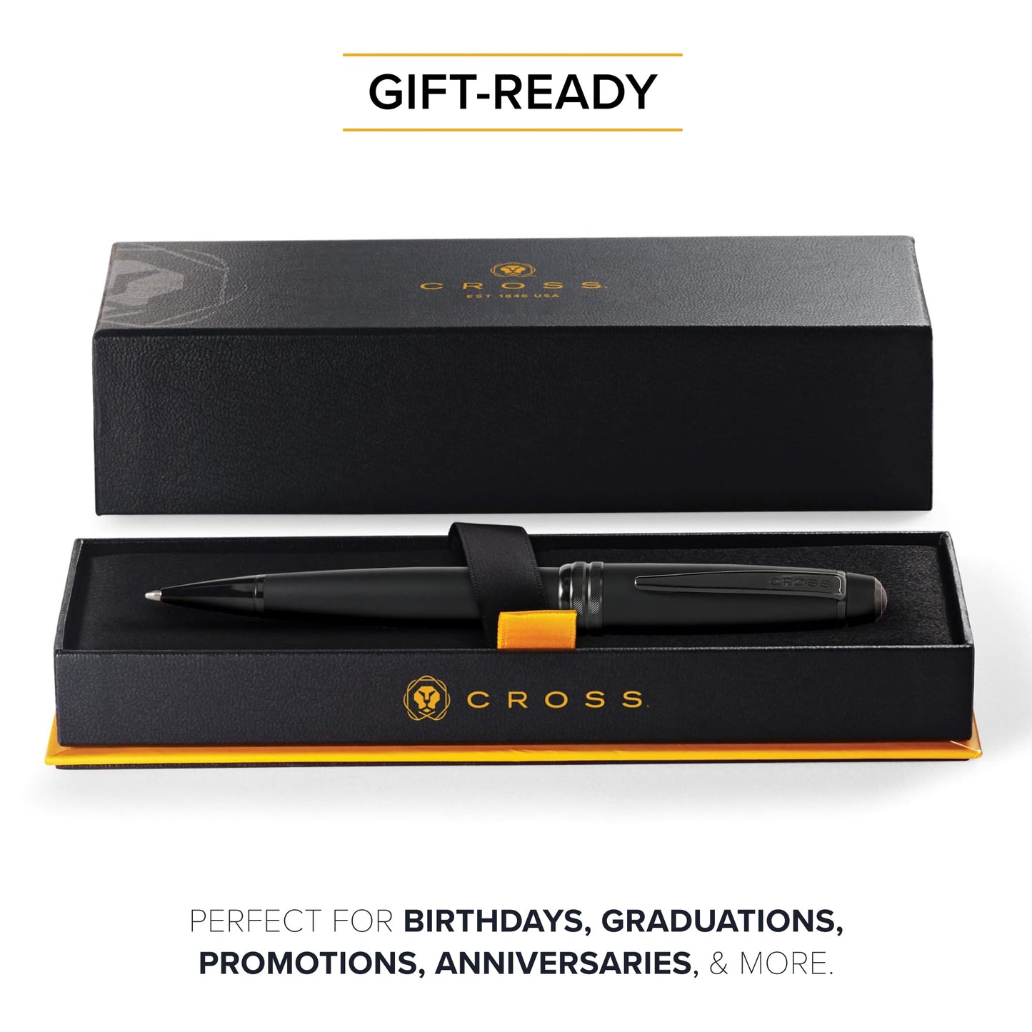 Cross Bailey Matte Black Lacquer Rollerball Pen, Medium Point, Black Ink