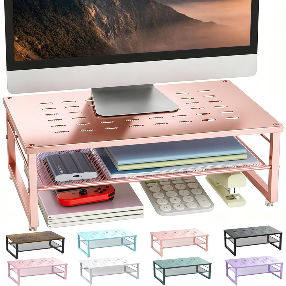 gianotter 2-Tier Metal Monitor Stand Riser