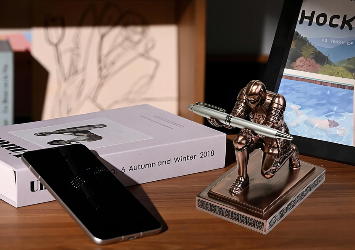 Soldier Executive Knight Pen Holder Personalized Desk Organizers Copper