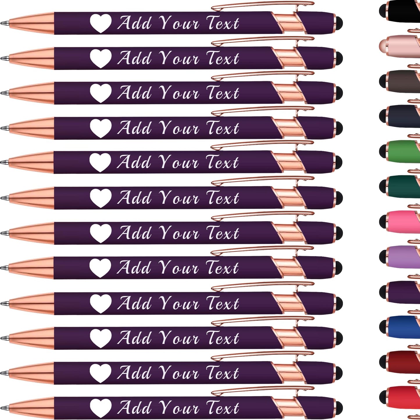 Personalized Ballpoint Pen with Stylus Tip, Custom Name & Logo, 12 Colors