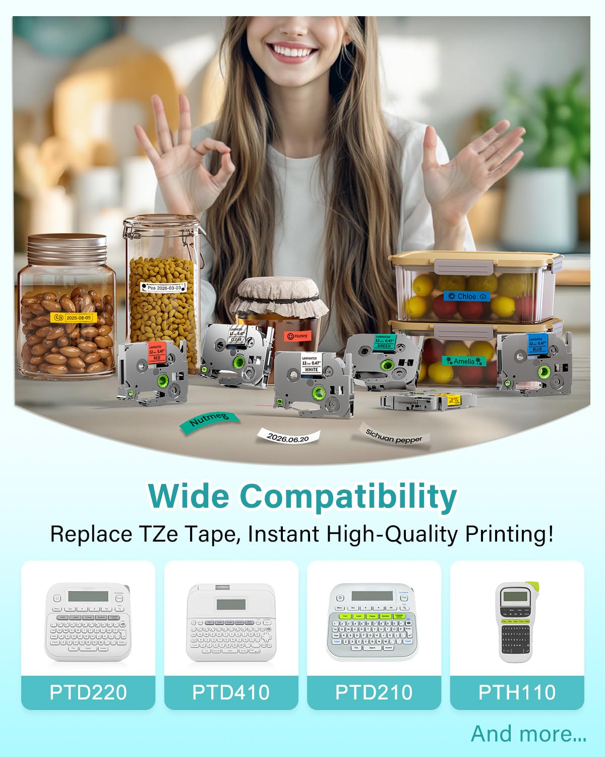 Colorty 12mm Colored Label Tape Replacement for Brother Label Maker Tape