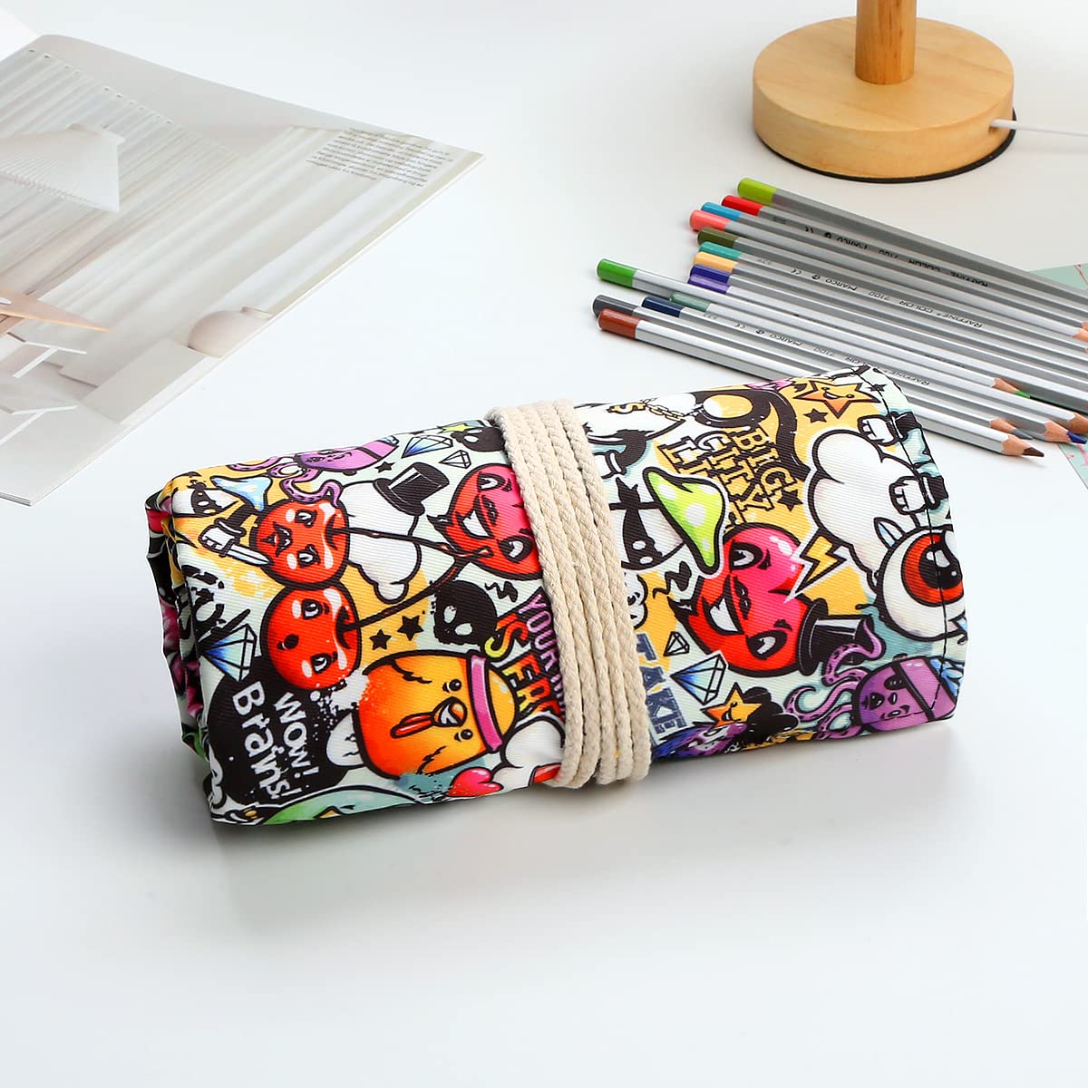 Lbxgap 168 Slot Pencil Roll Wrap Up Pencil Pouches Holder
