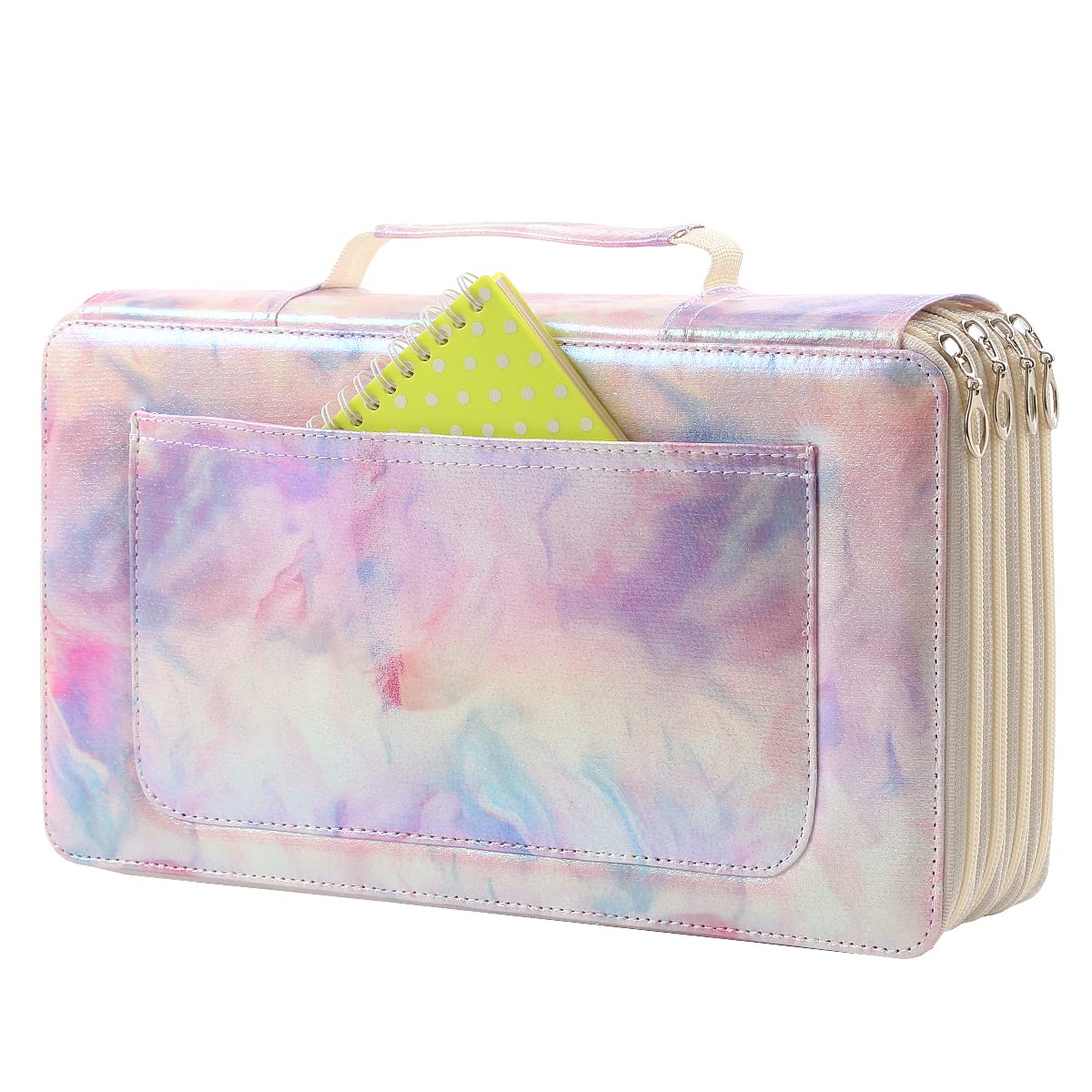 Lbxgap 300 Individual-Slots Pencil Case 4-Layer Zipped Holder w/Handle