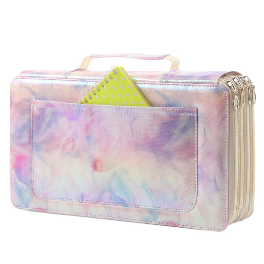 Lbxgap 300 Individual-Slots Pencil Case 4-Layer Zipped Holder w/Handle
