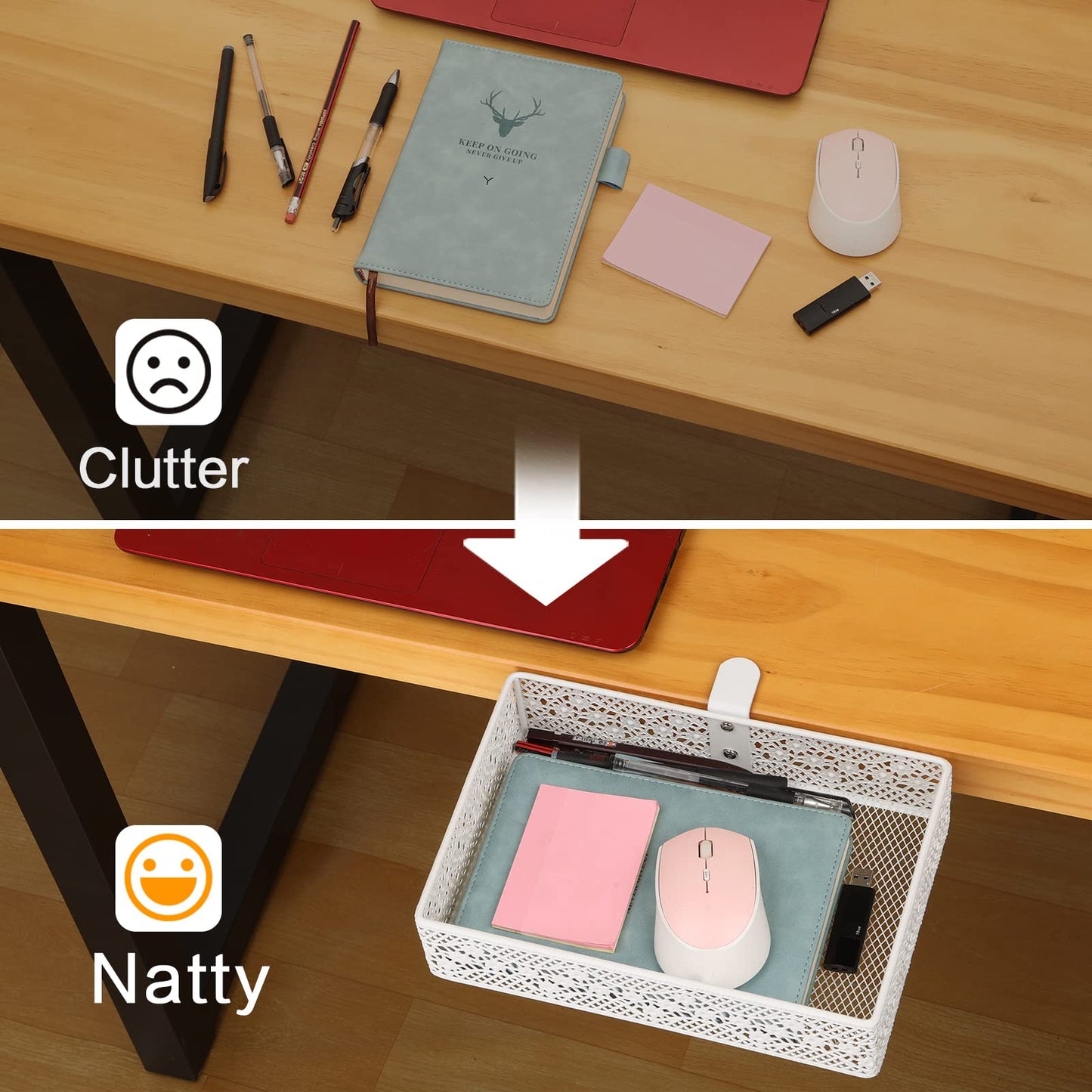 Under Desk Drawer, Clamp on Desk Organizer Under Table Hanging Desk Storage