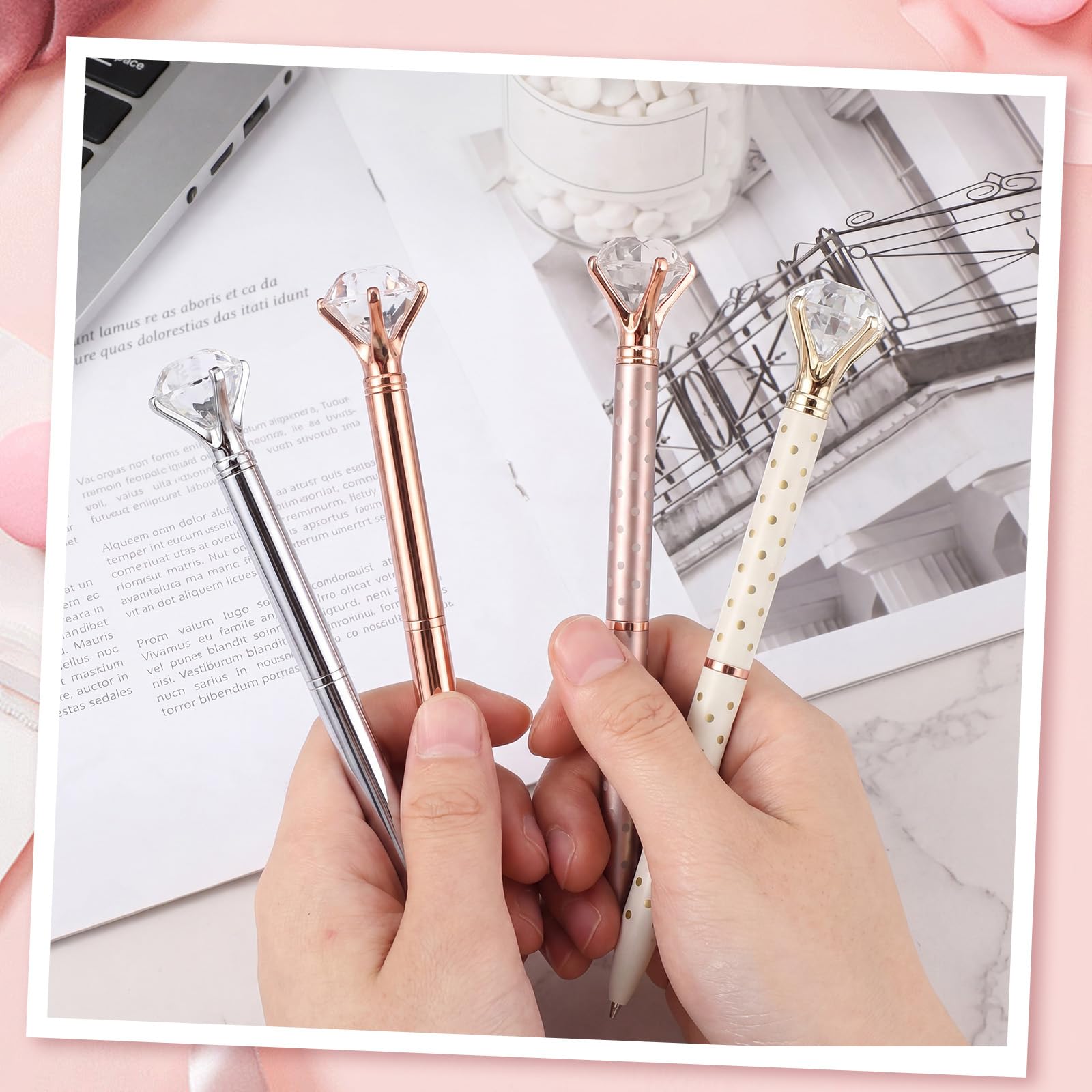 Sherr 100 Pack Crystal Diamond Pens Jewel pen Bulk, Pretty, Assorted