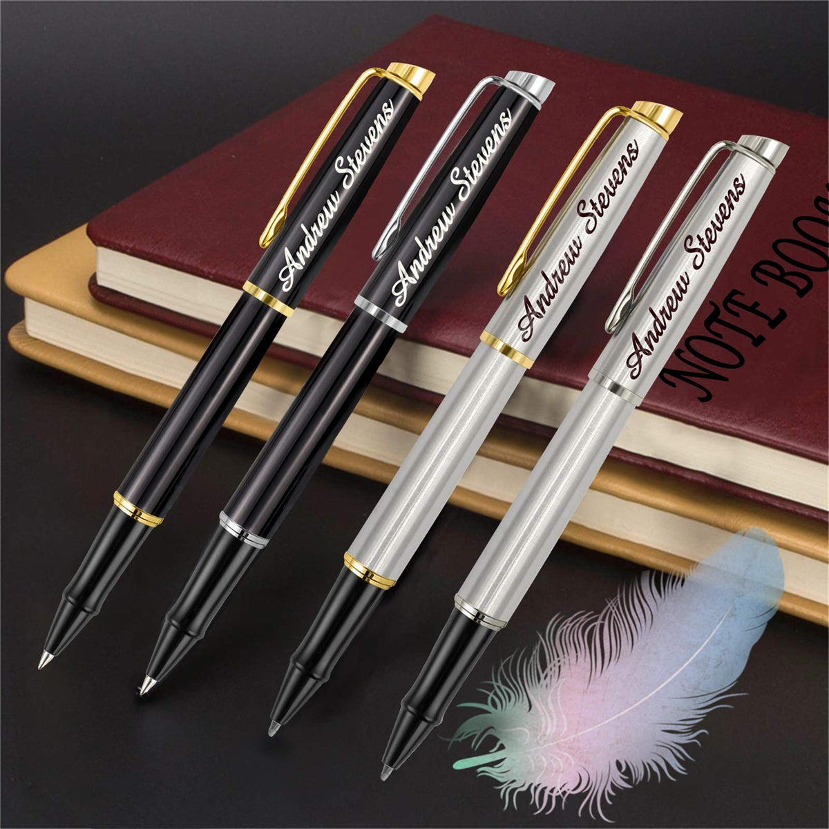 ABIsedrin Personalized Pens, Engraved Pen for Men, Custom Gel Ink Rollerball Pens，writing pen Gift